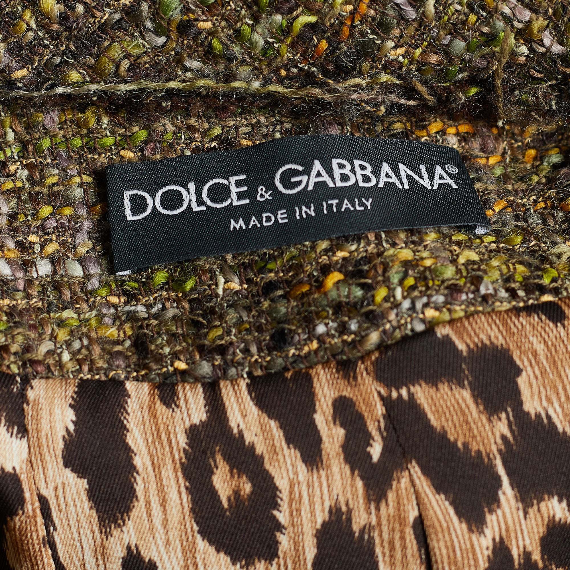 Dolce & Gabbana Green Tweed Lace Applique Coat M