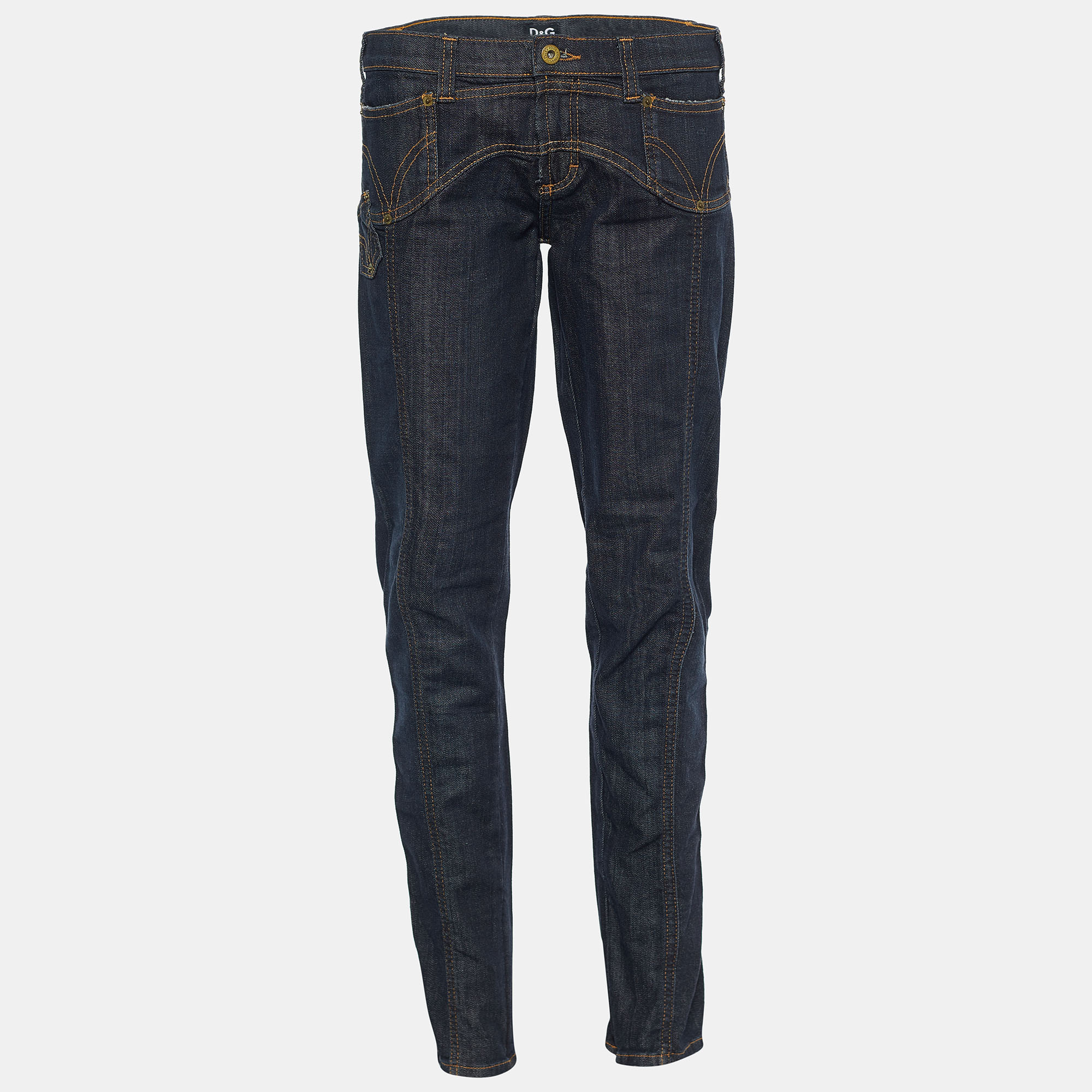D&G Blue Denim Zipped Hem Detail Jeans M