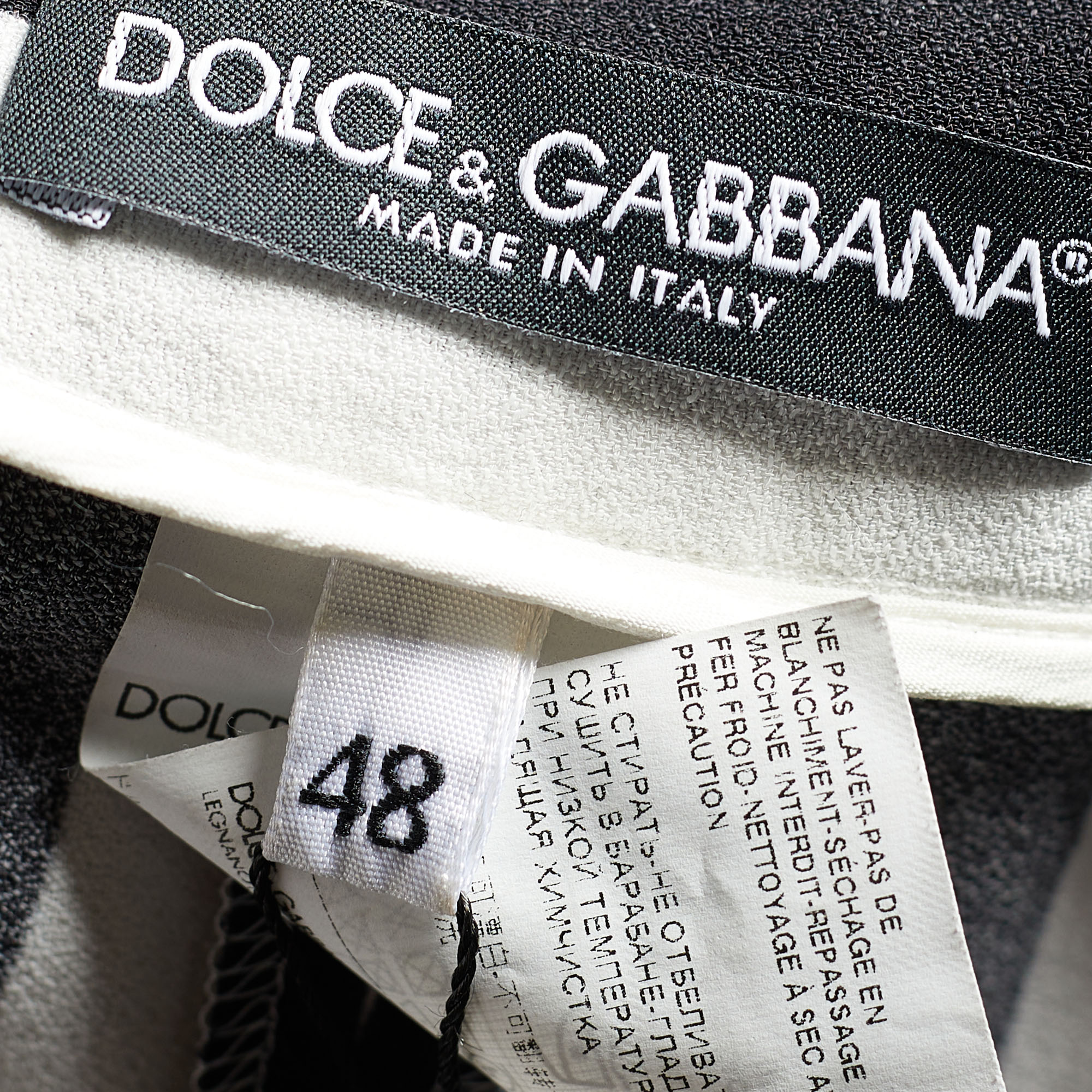 Dolce & Gabbana Monochrome Striped Crepe Tapered Trousers L
