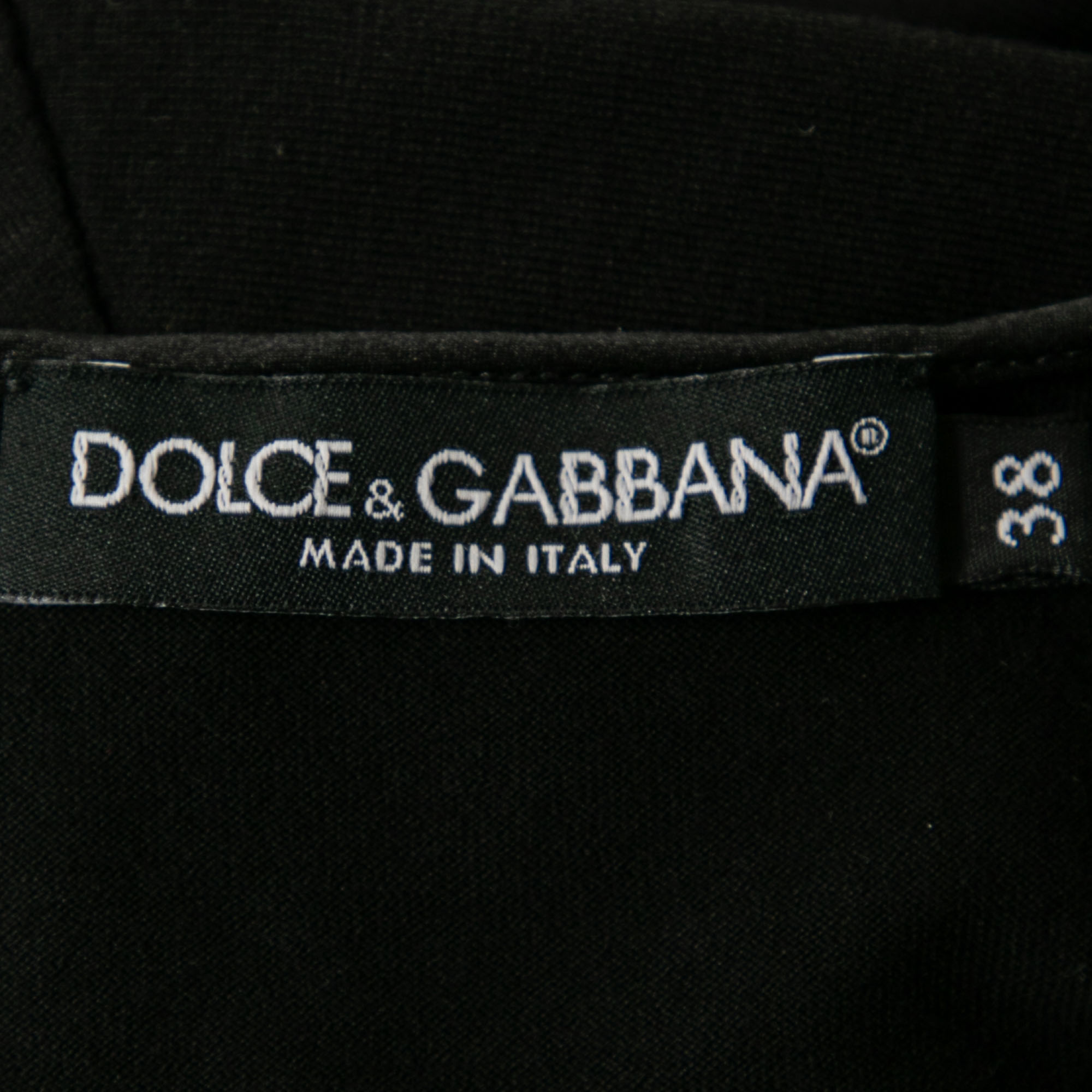 Dolce & Gabbana Black Cotton Asymmetrical Slit Top S