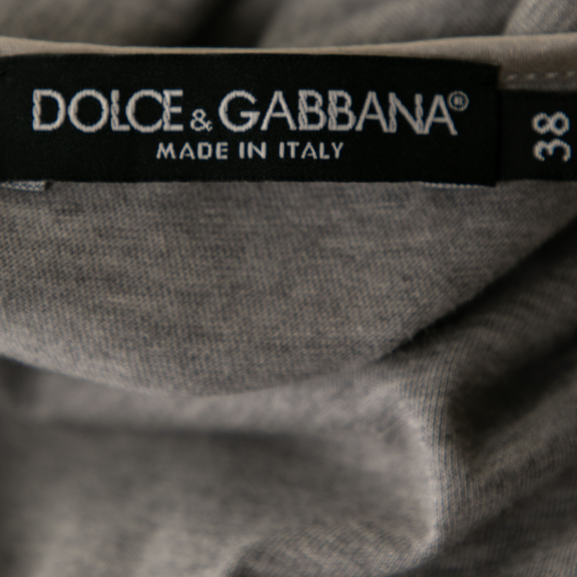 Dolce & Gabbana Grey Cotton Asymmetrical Slit Top S
