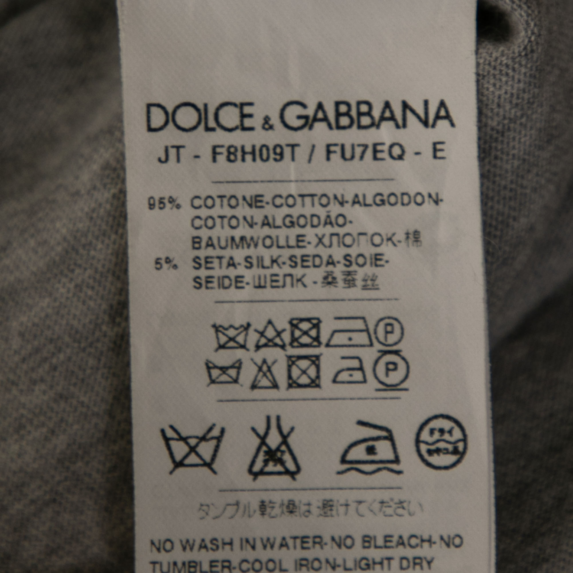 Dolce & Gabbana Grey Cotton Asymmetrical Slit Top S