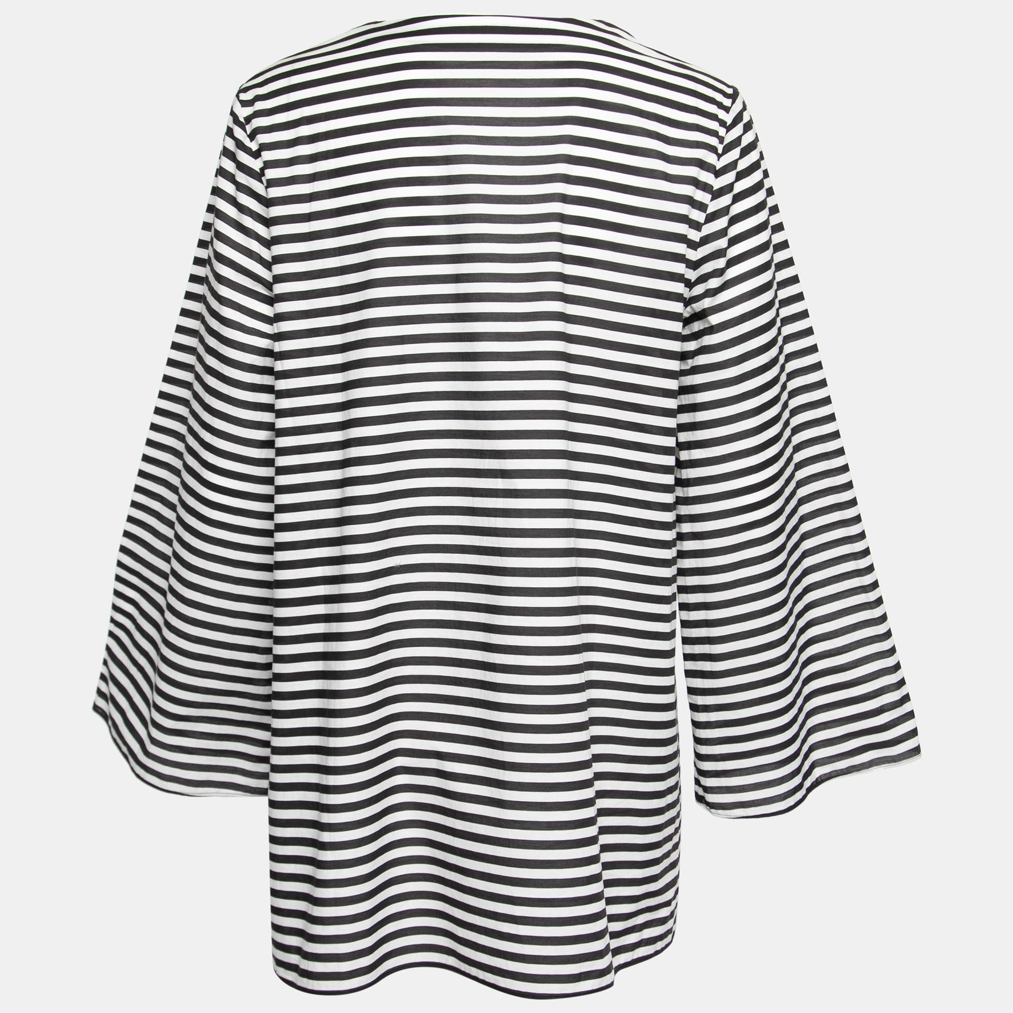 

Dolce & Gabbana Monochrome Striped Cotton Long Sleeve Beach Tunic, Black