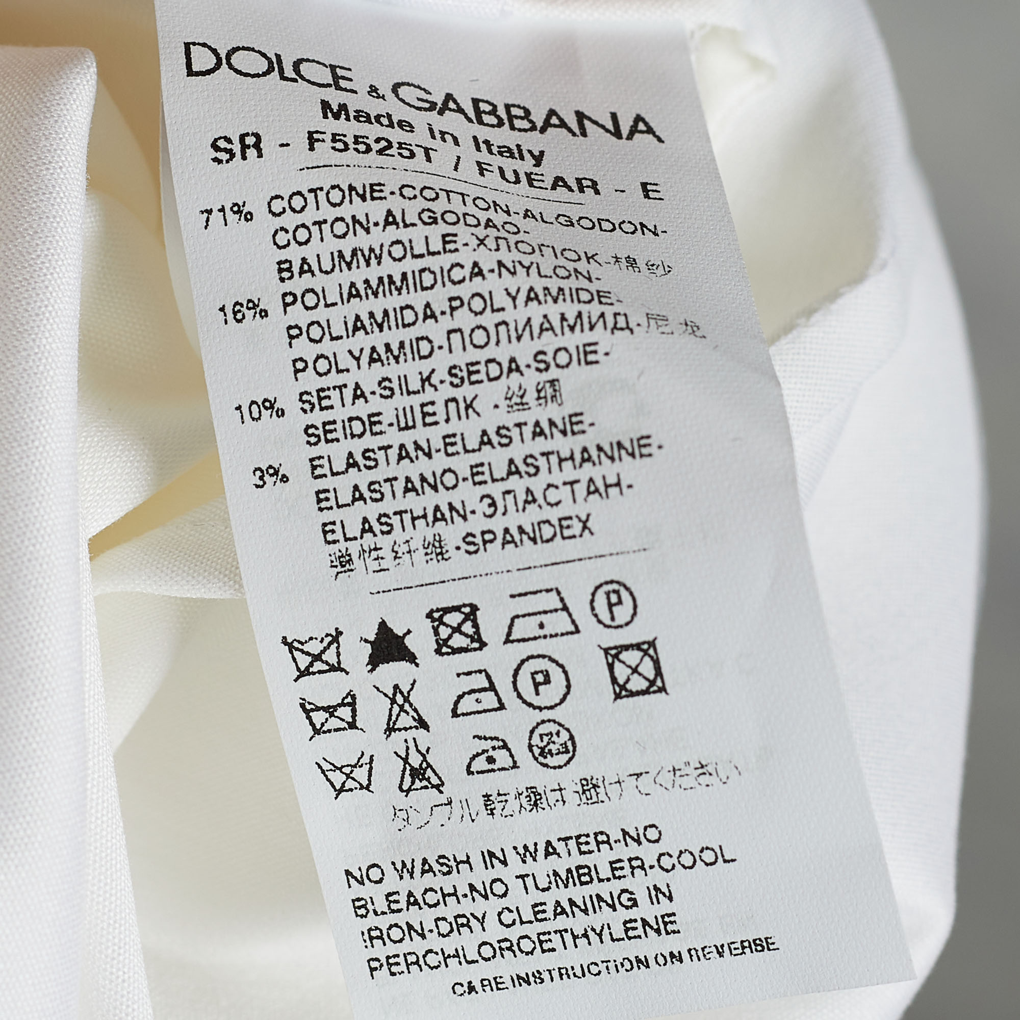 Dolce & Gabbana Off-White Poplin Bow Tie Blouse M