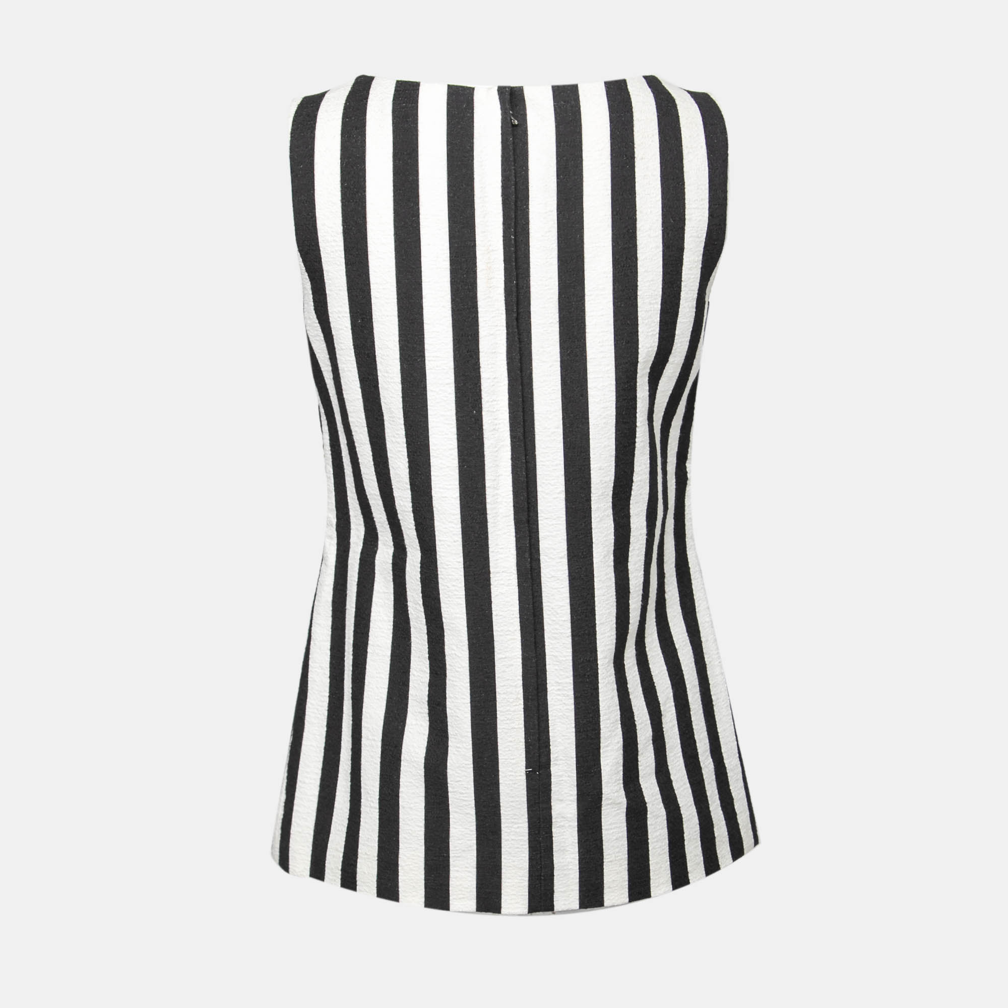 

Dolce & Gabbana Monochrome Striped Paillette Embellished Sleeveless Top, Black