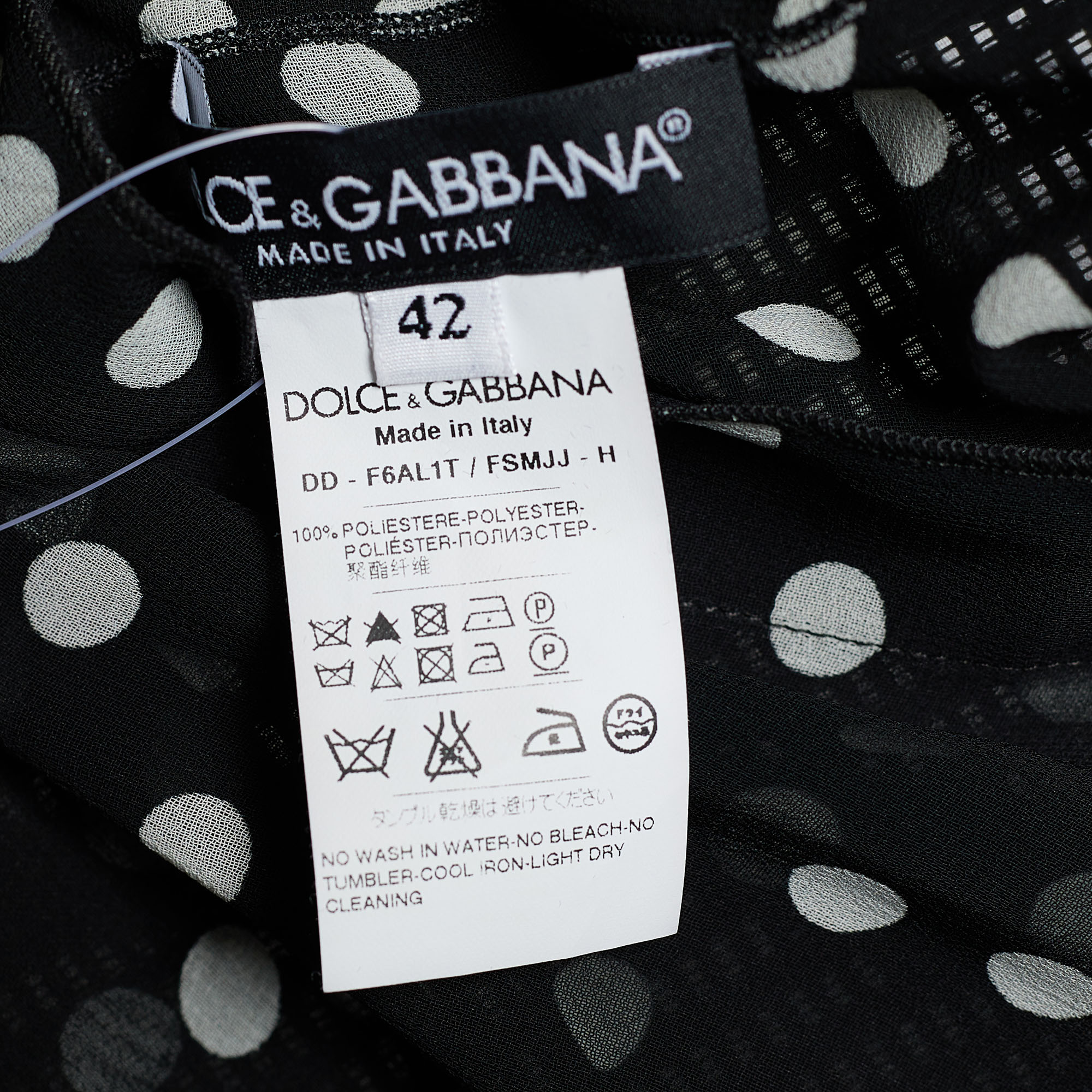 Dolce & Gabbana Black/White Polka Dot Print Georgette Oversized Top M