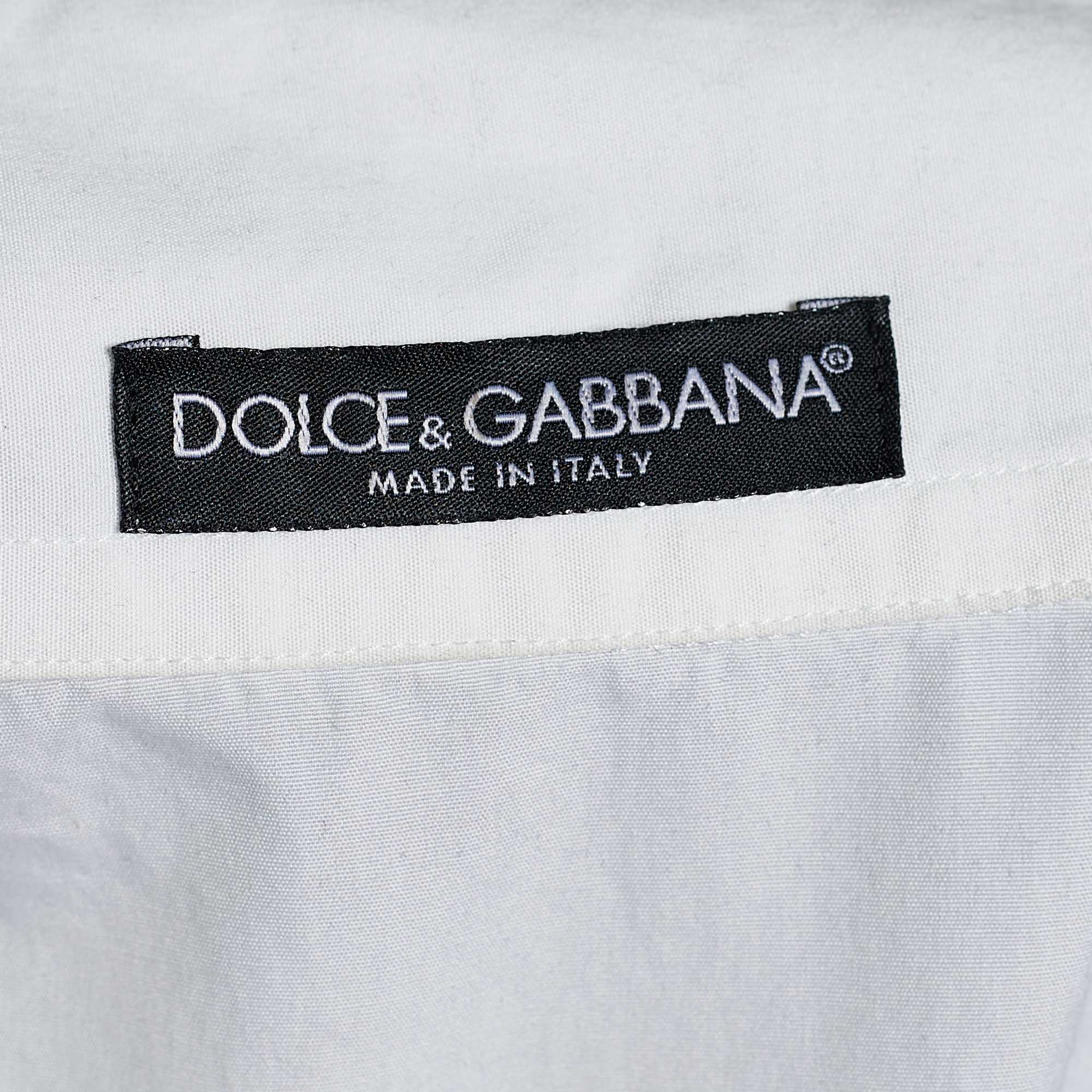 Dolce & Gabbana White Cotton Button Front Shirt L