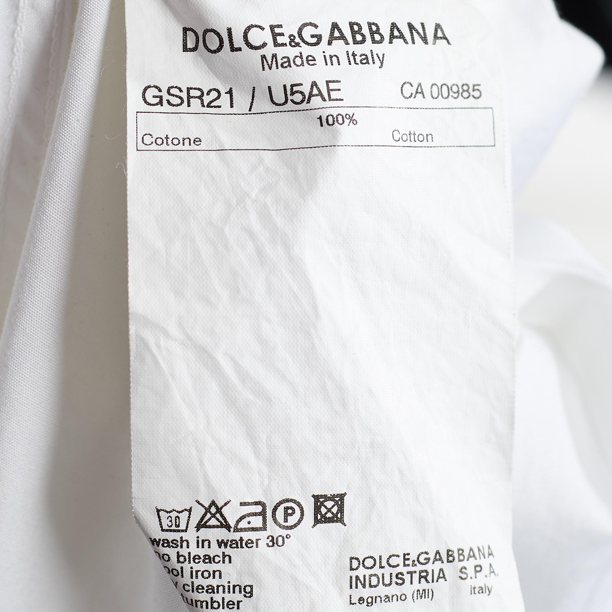 Dolce & Gabbana White Cotton Button Front Shirt L
