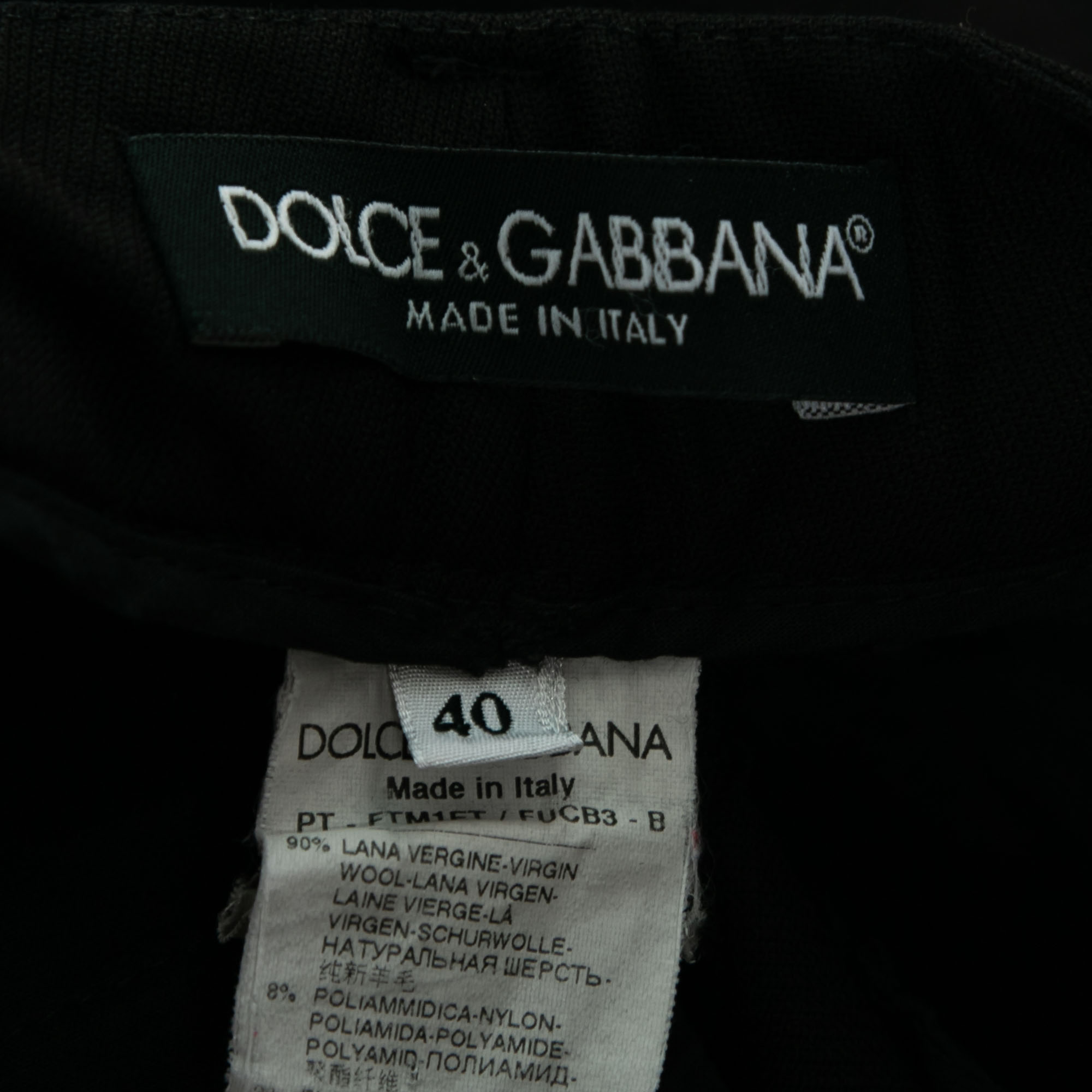 Dolce & Gabbana Black Wool Slim Fit Trousers S Waist 28