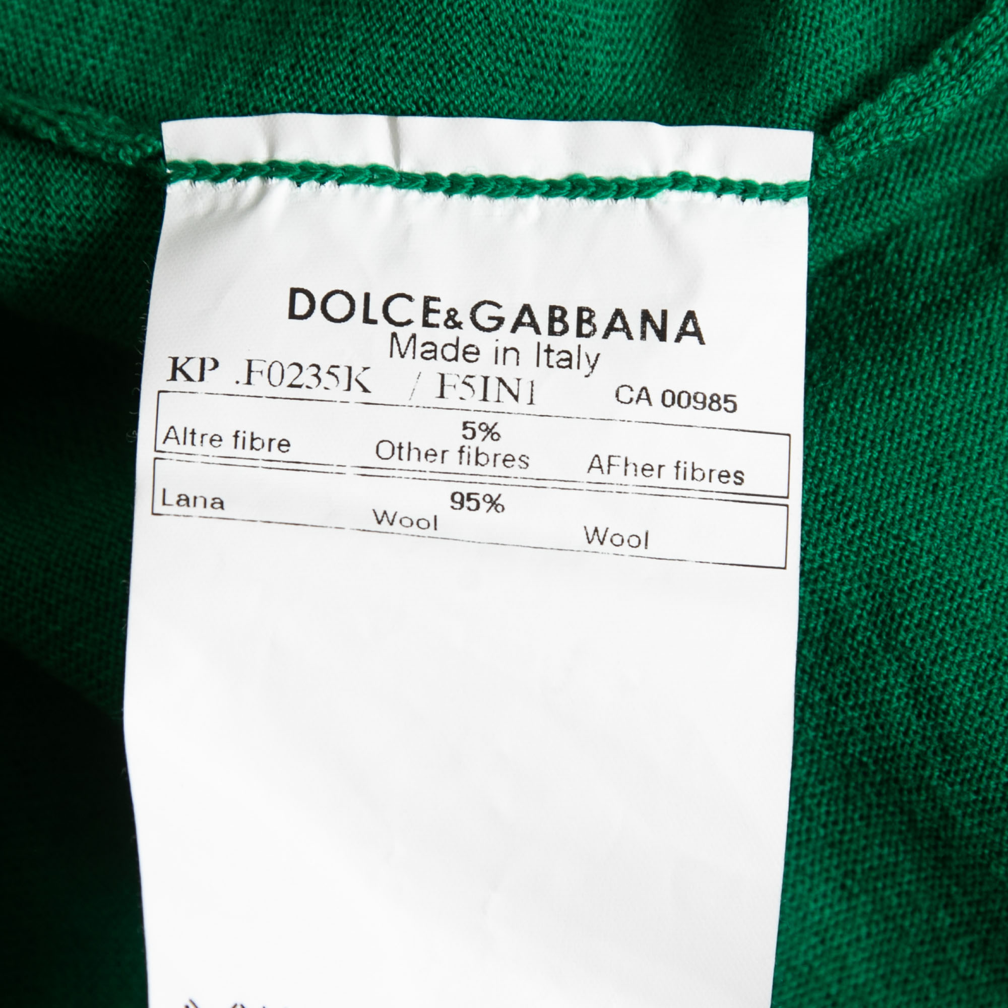 Dolce & Gabbana Green Wool & Lace Trimmed Sleeveless Wrap Top L