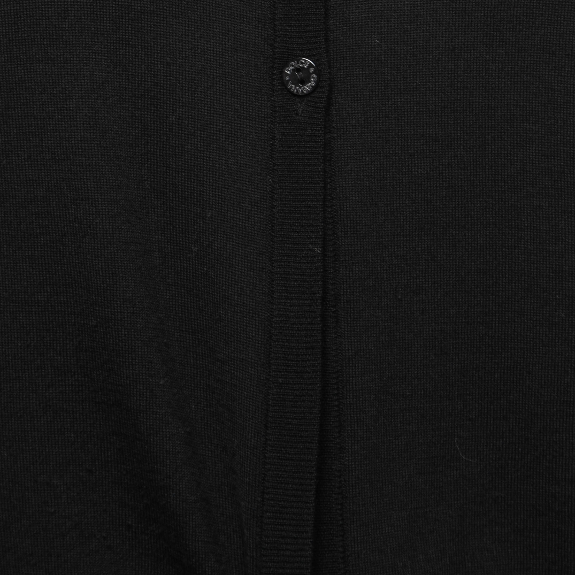 Dolce & Gabbana Black Wool Tie Front Cardigan L