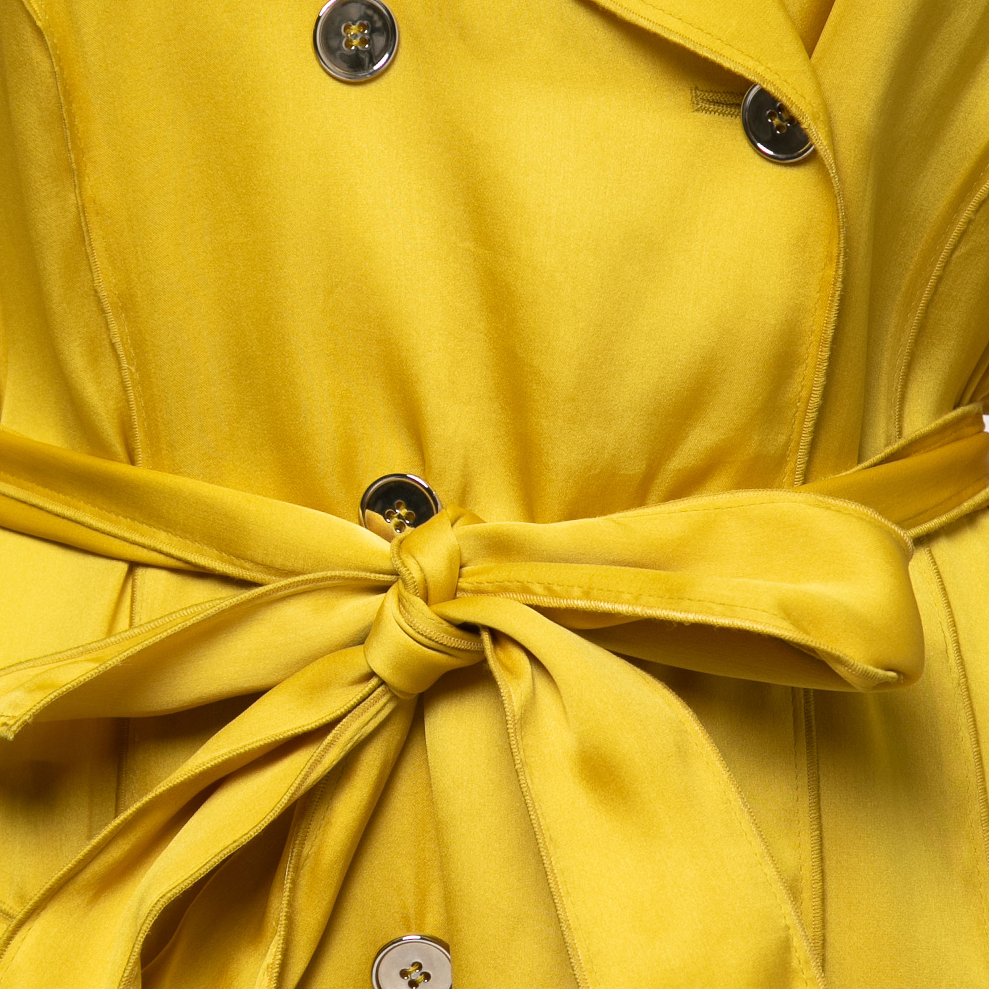 Dolce & Gabbana Yellow Silk Belted Trench Coat M