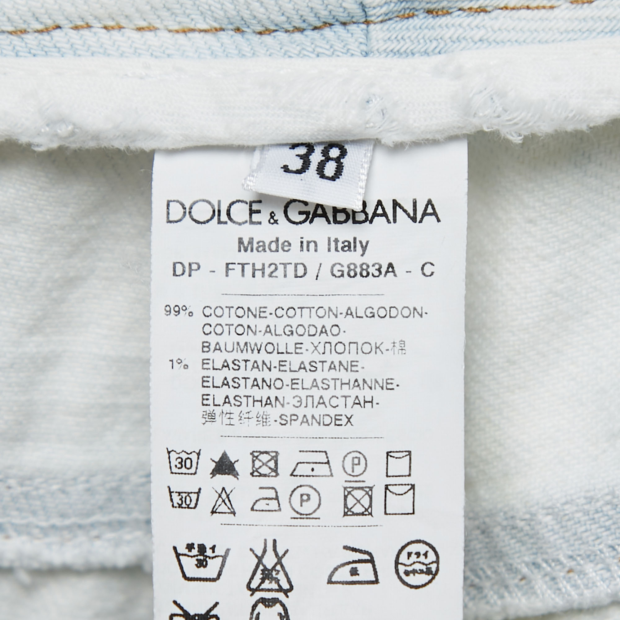 Dolce & Gabbana Light Blue Distressed Denim Frayed Skinny Jeans S