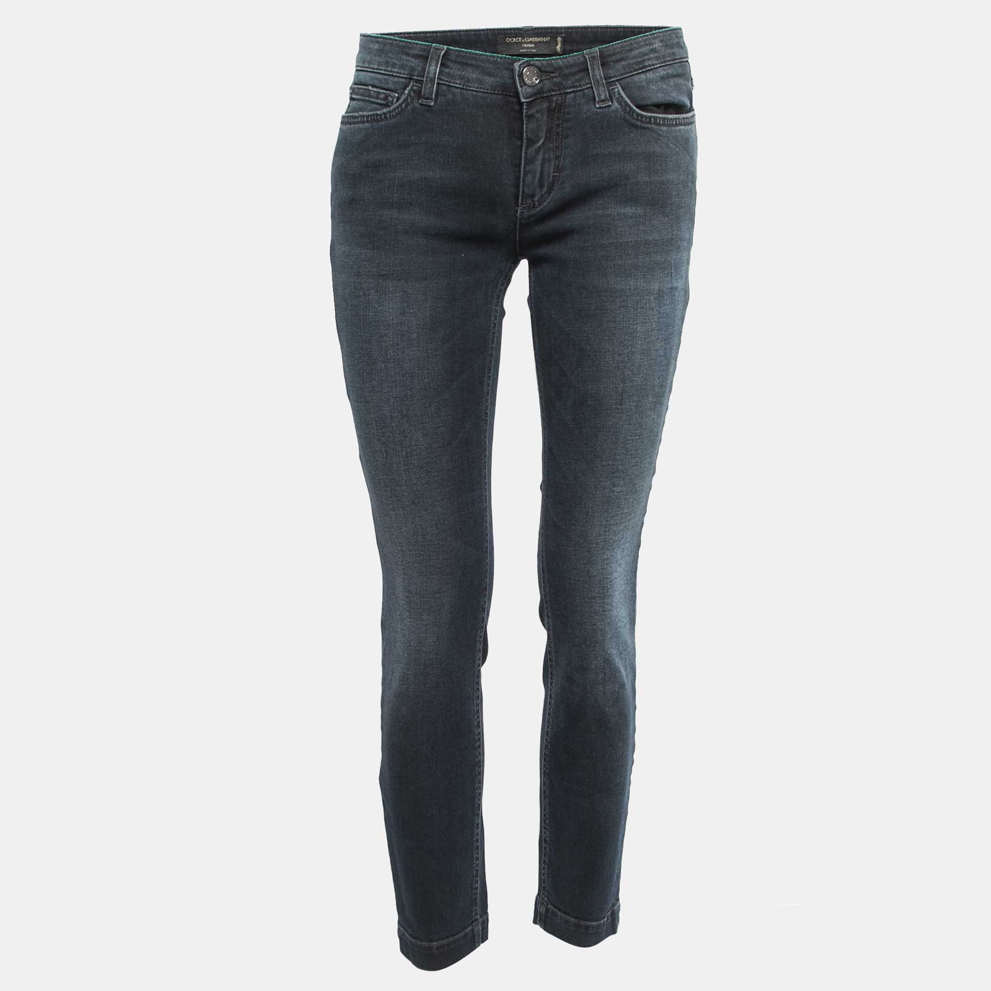 Dolce & Gabbana Grey Blue Denim Pretty Skinny Jeans M Waist 30