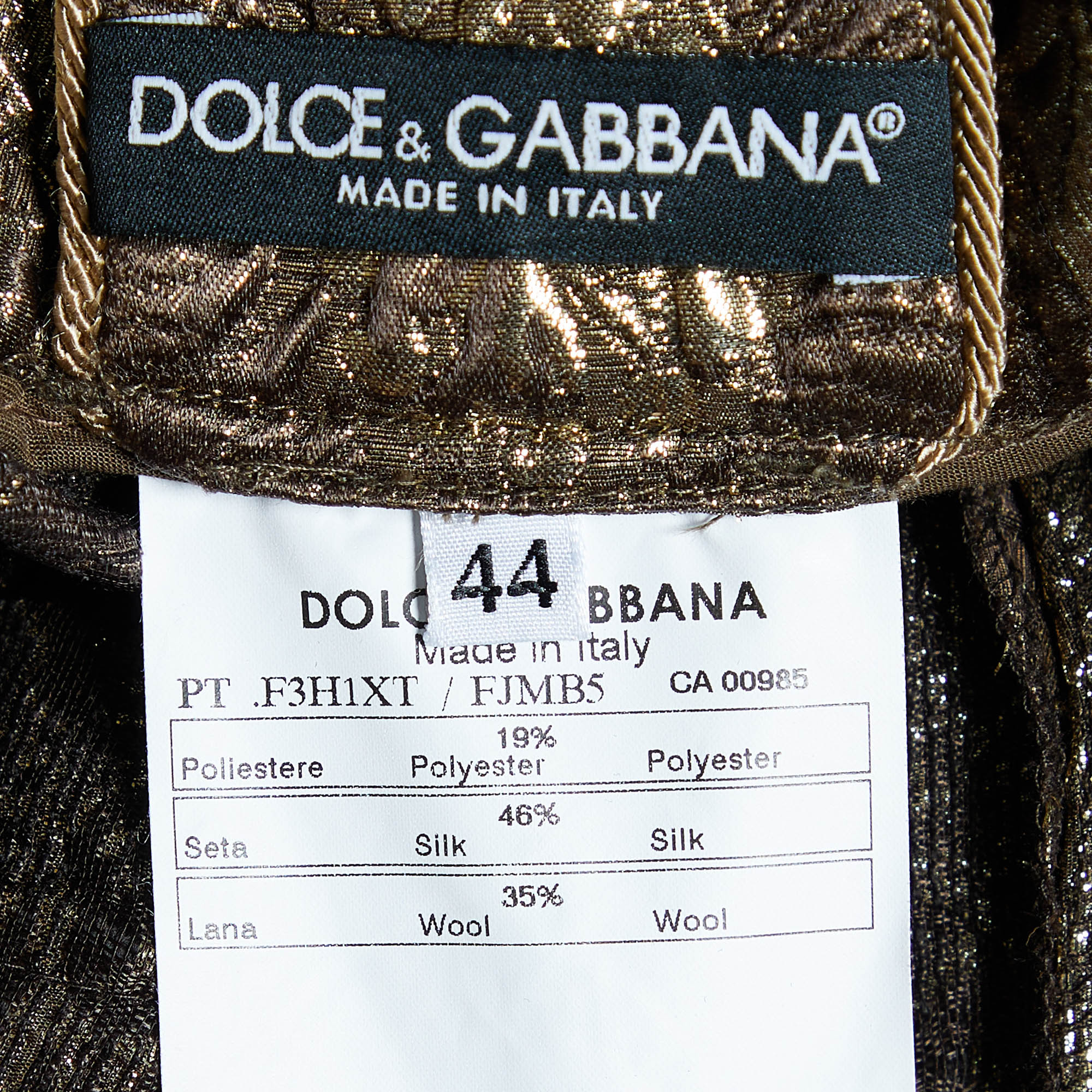Dolce & Gabbana Gold Brocade Cropped Pants M