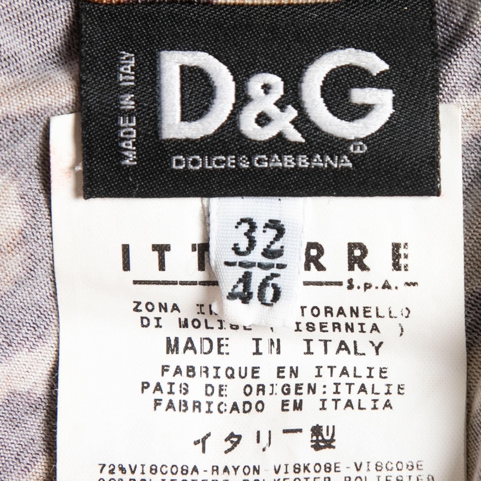 Dolce & Gabbana Brown Animal Print Jersey Ruffled Neck Full Sleeve Top L