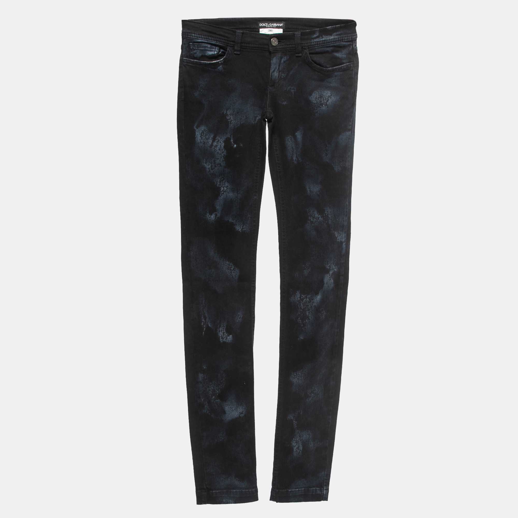 Dolce & Gabbana Navy Blue Washed Denim Jeans XS Waist 26