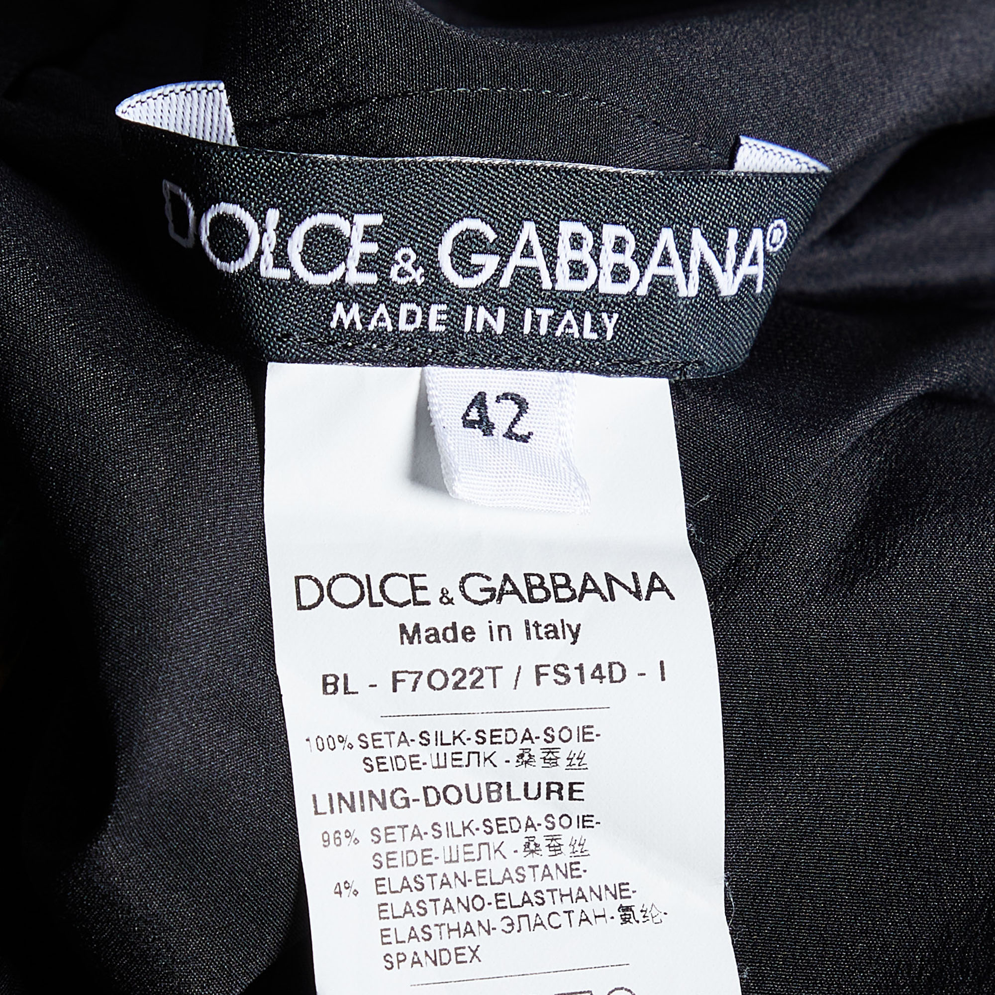 Dolce & Gabbana Black Acacia Printed Silk Top M