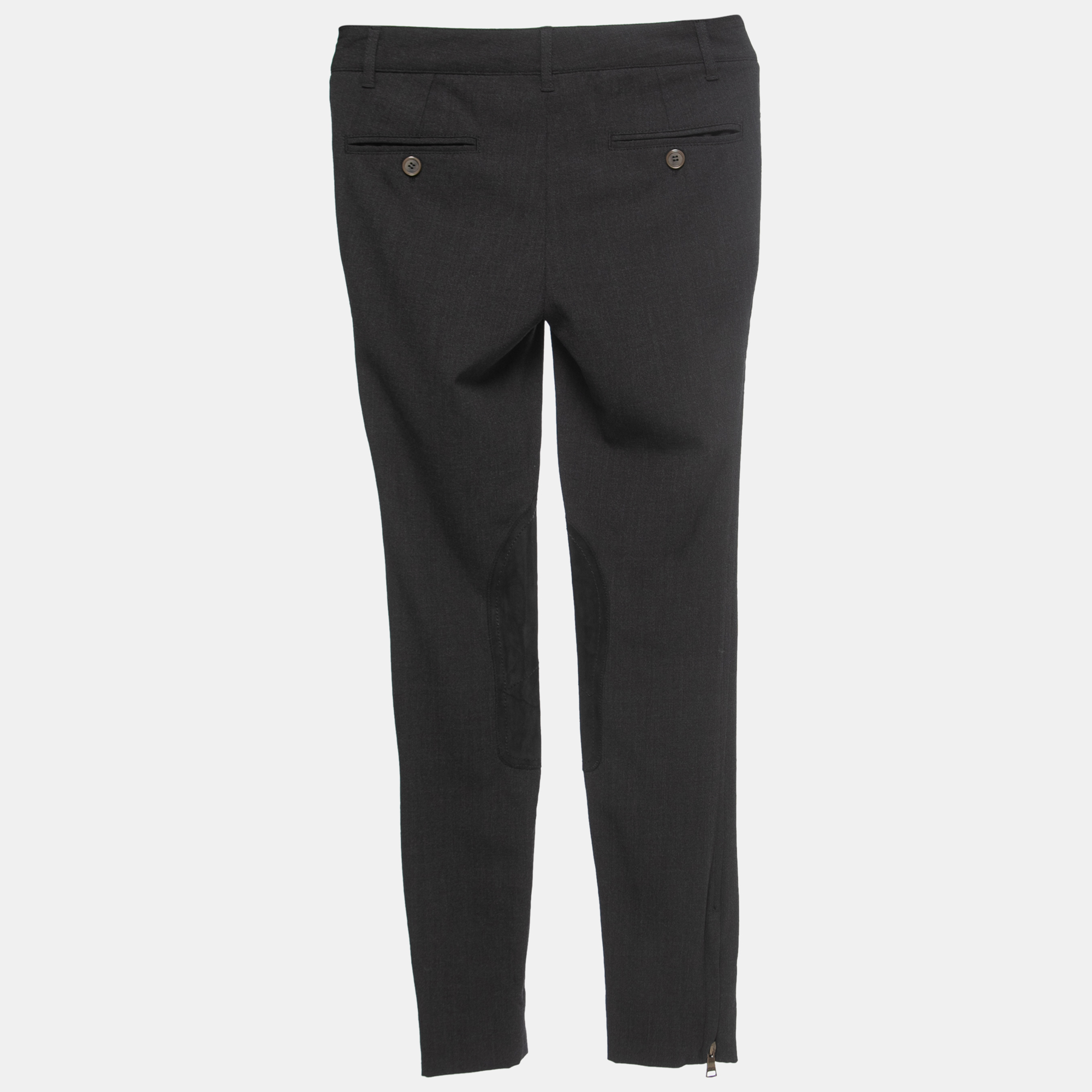 Dolce & Gabbana Black Wool Suede Trimmed Slim Fit Trousers XS