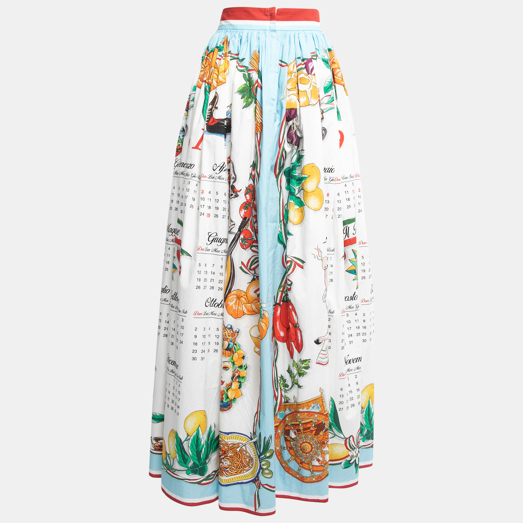 

Dolce & Gabbana Multicolor Printed Cotton Flared Maxi Skirt