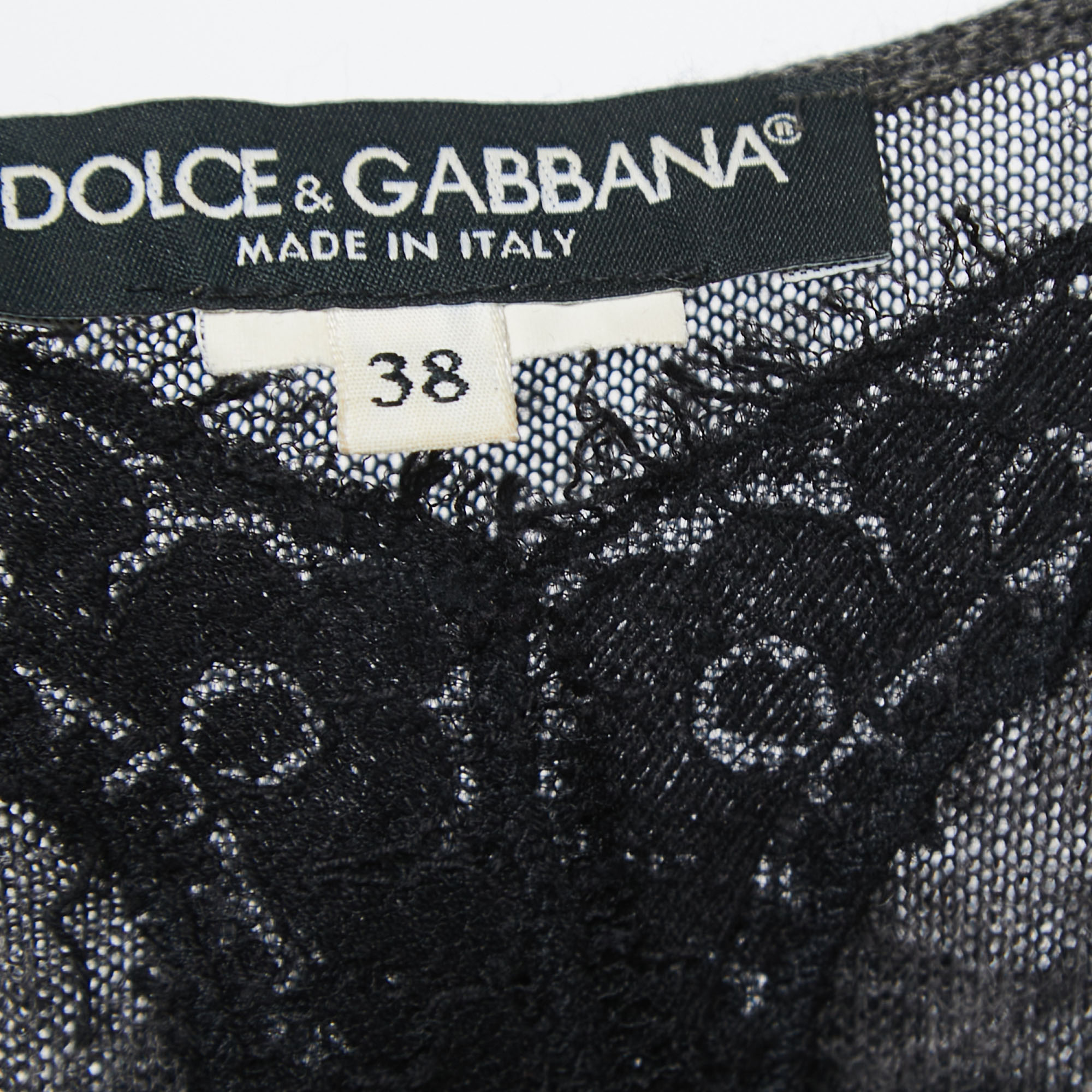 Dolce & Gabbana Charcoal Grey Wool Knit & Lace Tank Top S