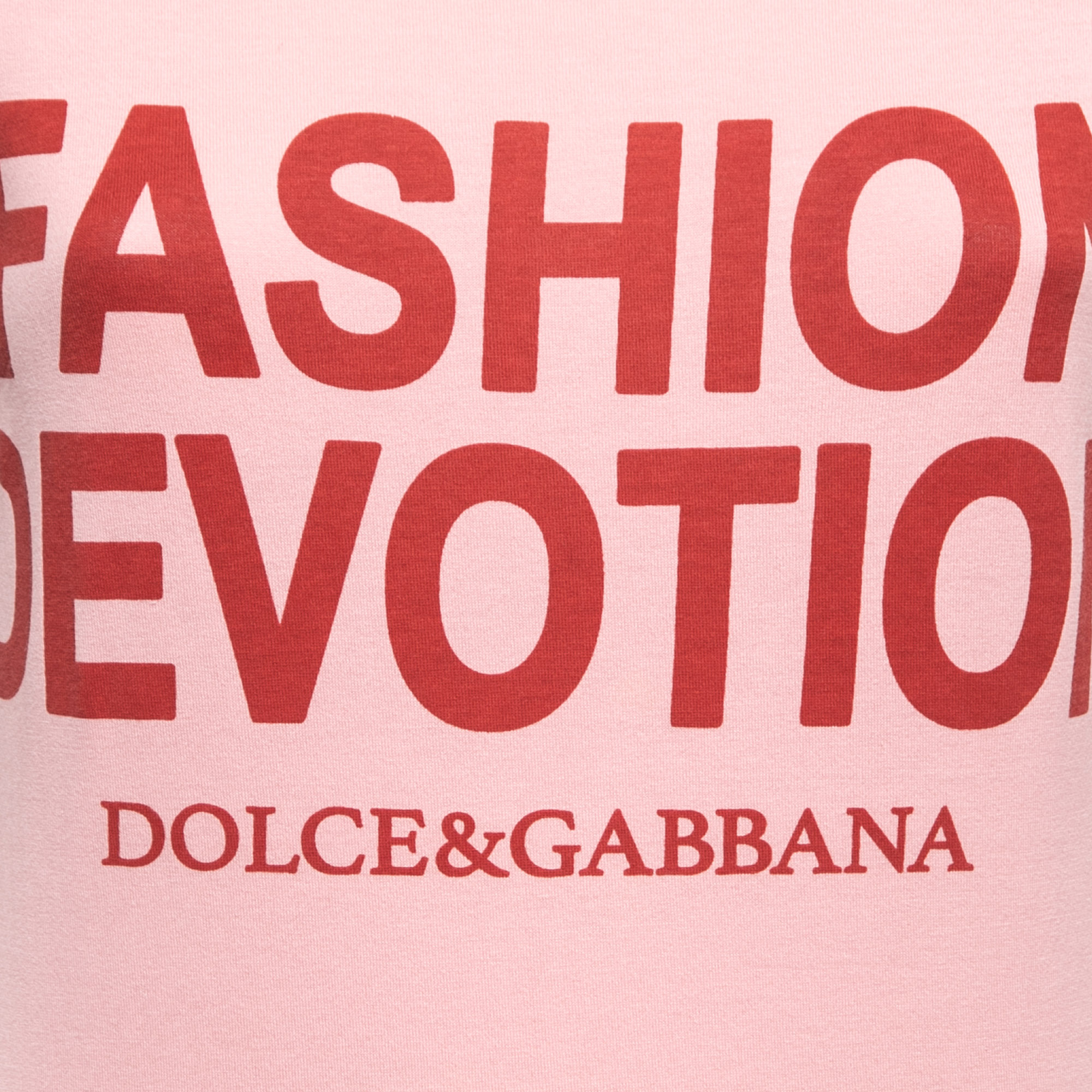 Dolce & Gabbana Pink Fashion Devotion Print Cotton Crew Neck T-Shirt XS