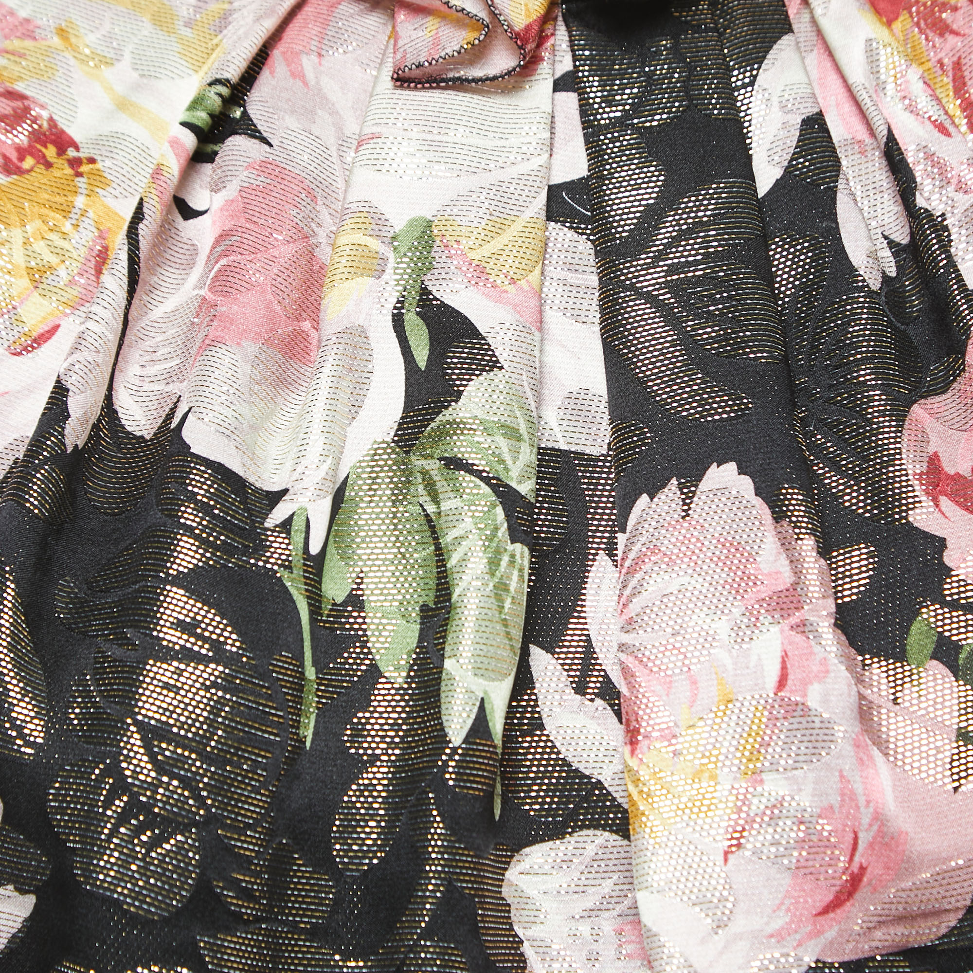 Dolce & Gabbana Black Floral Jacquard Silk Maxi Dress M