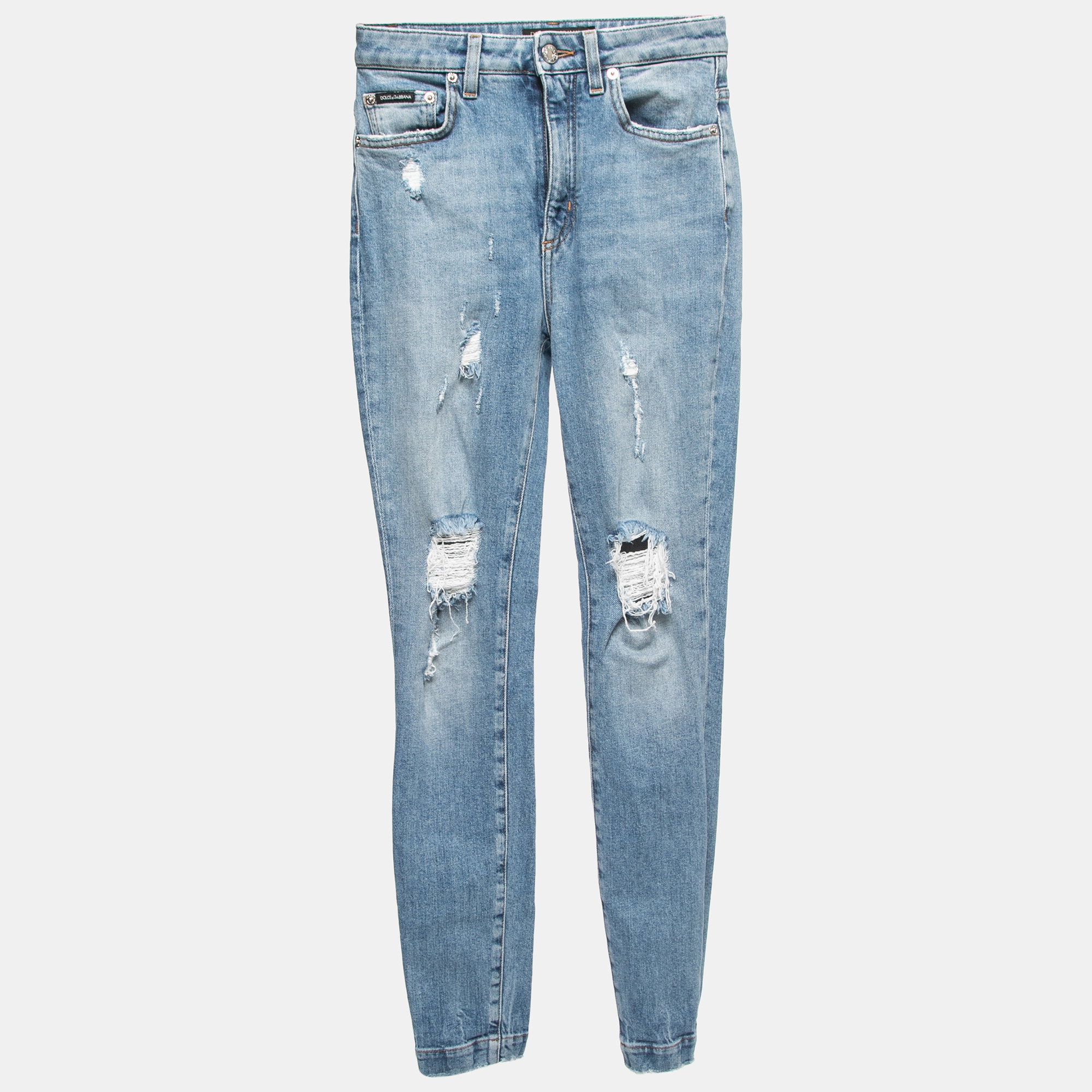 Dolce & Gabbana Blue Distressed Denim Audrey Skinny Jeans S Waist 25