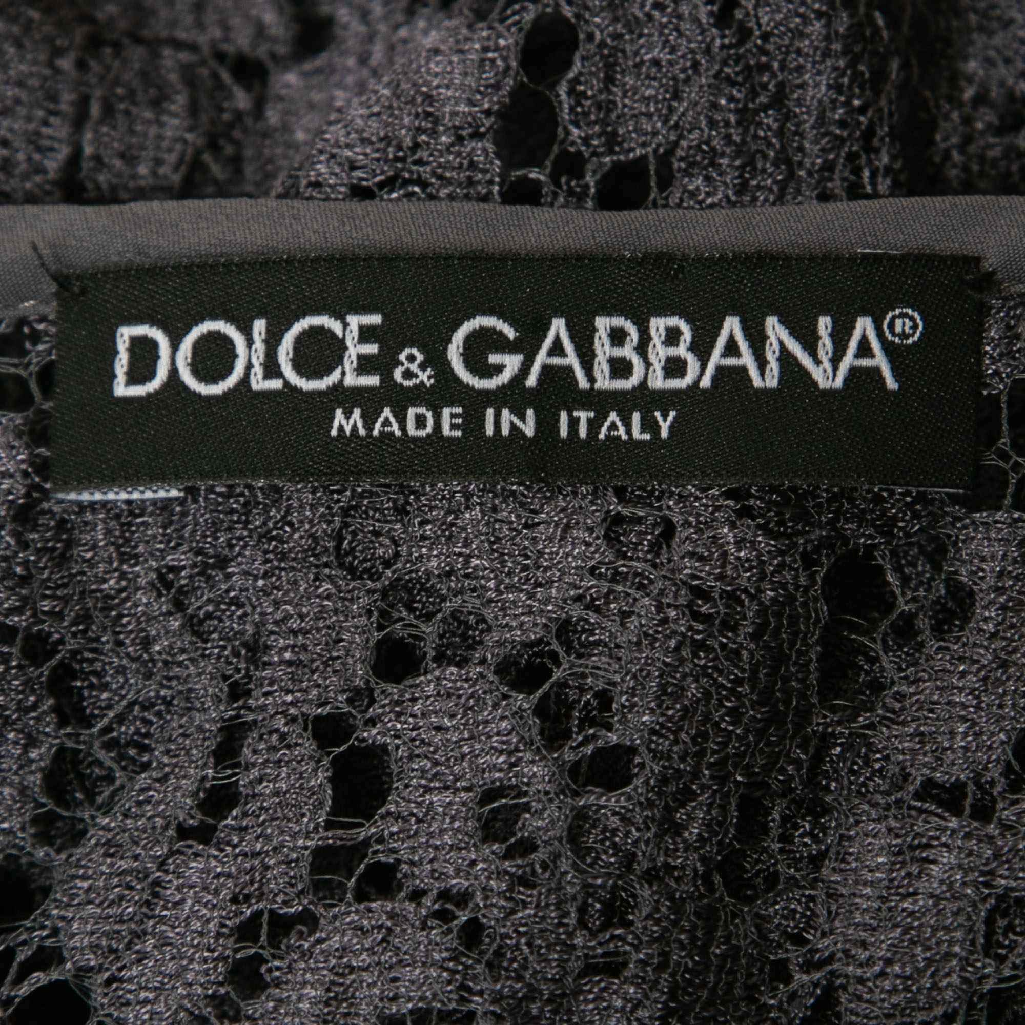 Dolce & Gabbana Grey Lace V-Neck Top S