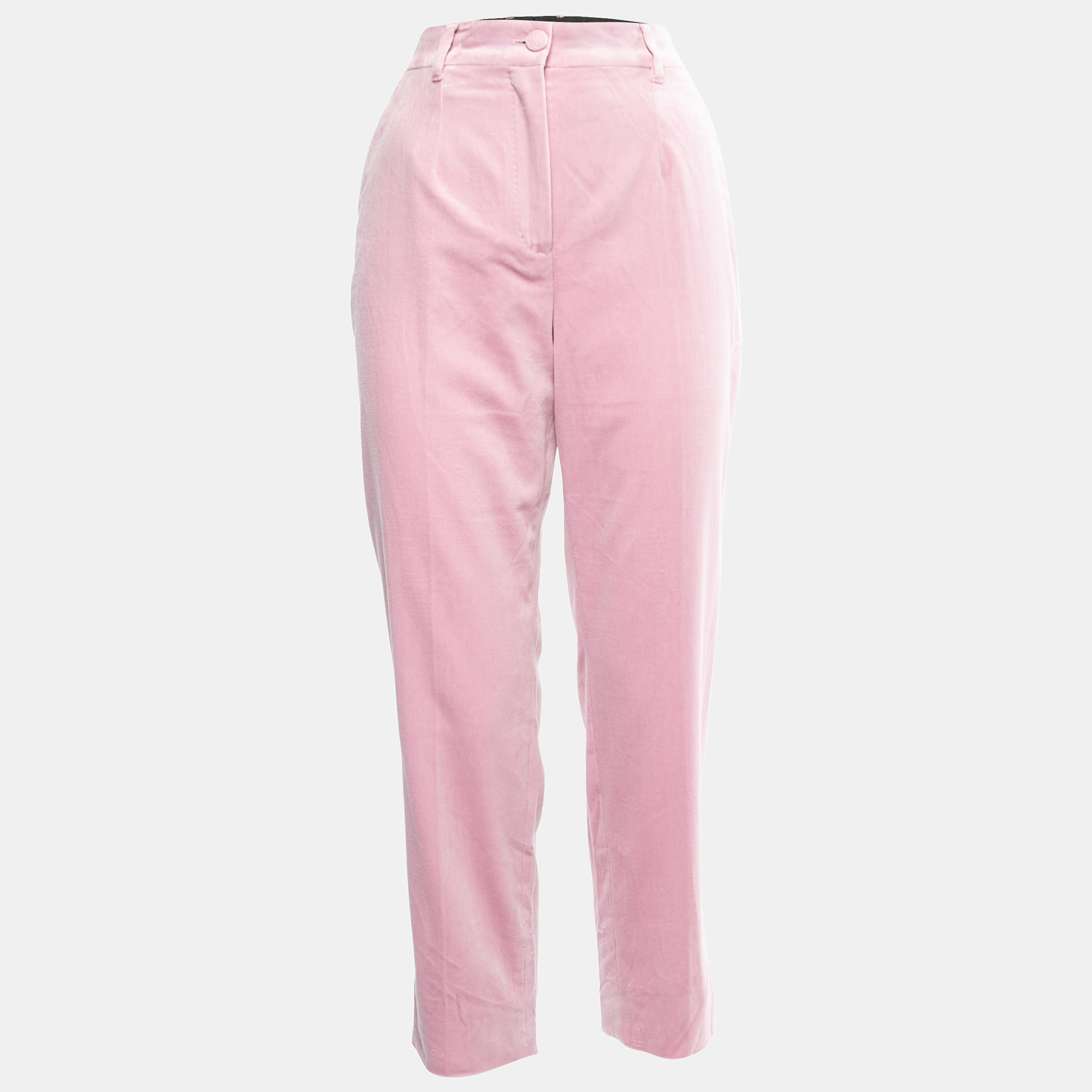 Dolce & Gabbana Pink Velvet Tapered Trousers M