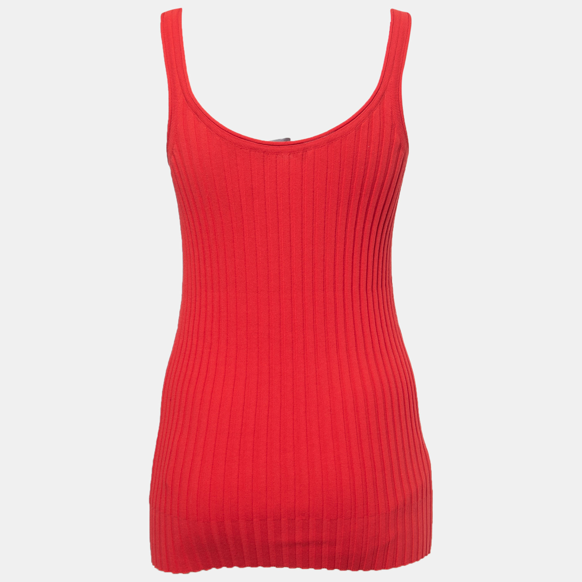 Dolce & Gabbana Red Cotton Rib Knit Tank Top M