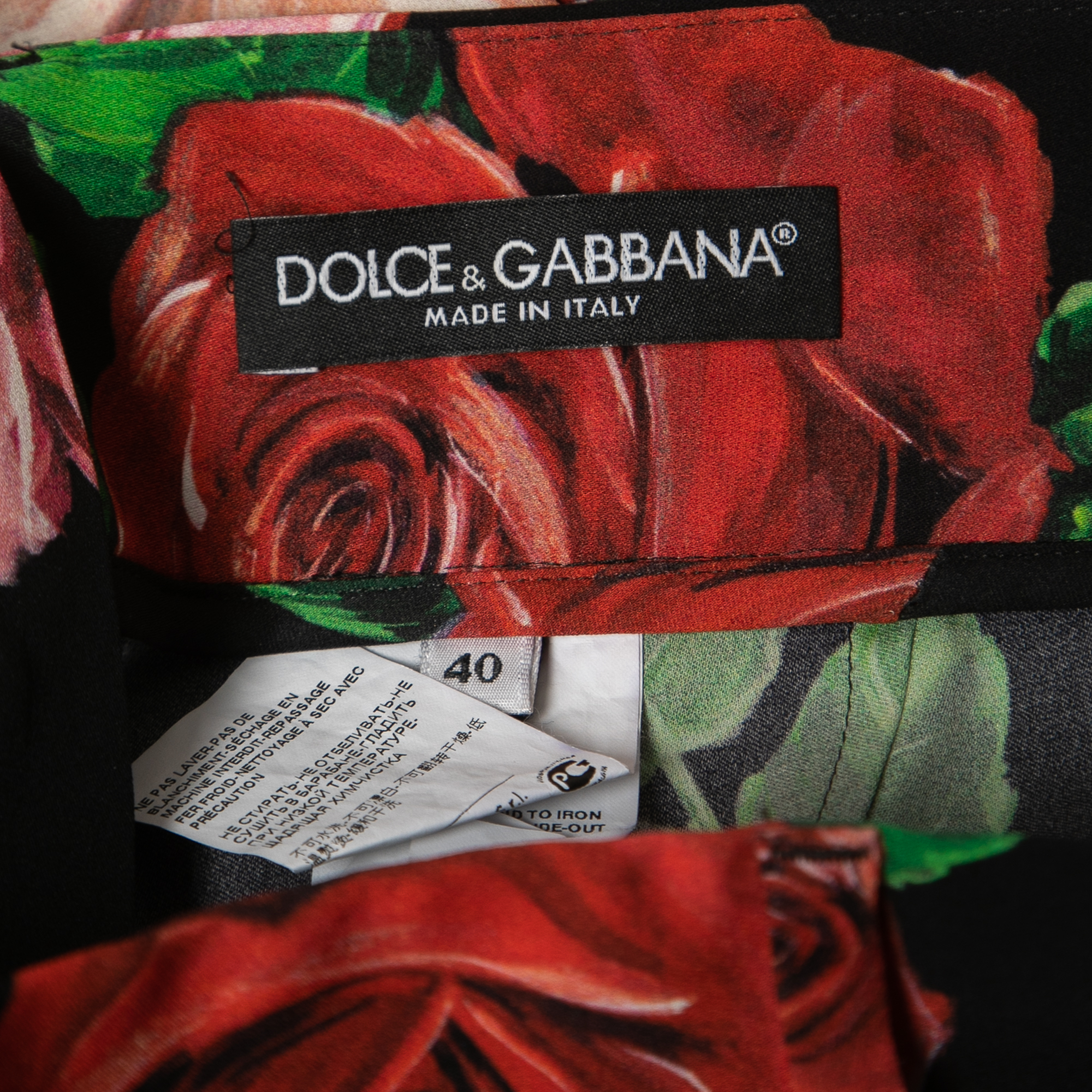 Dolce & Gabbana Black Floral Printed Silk High Waist Slim Trousers S