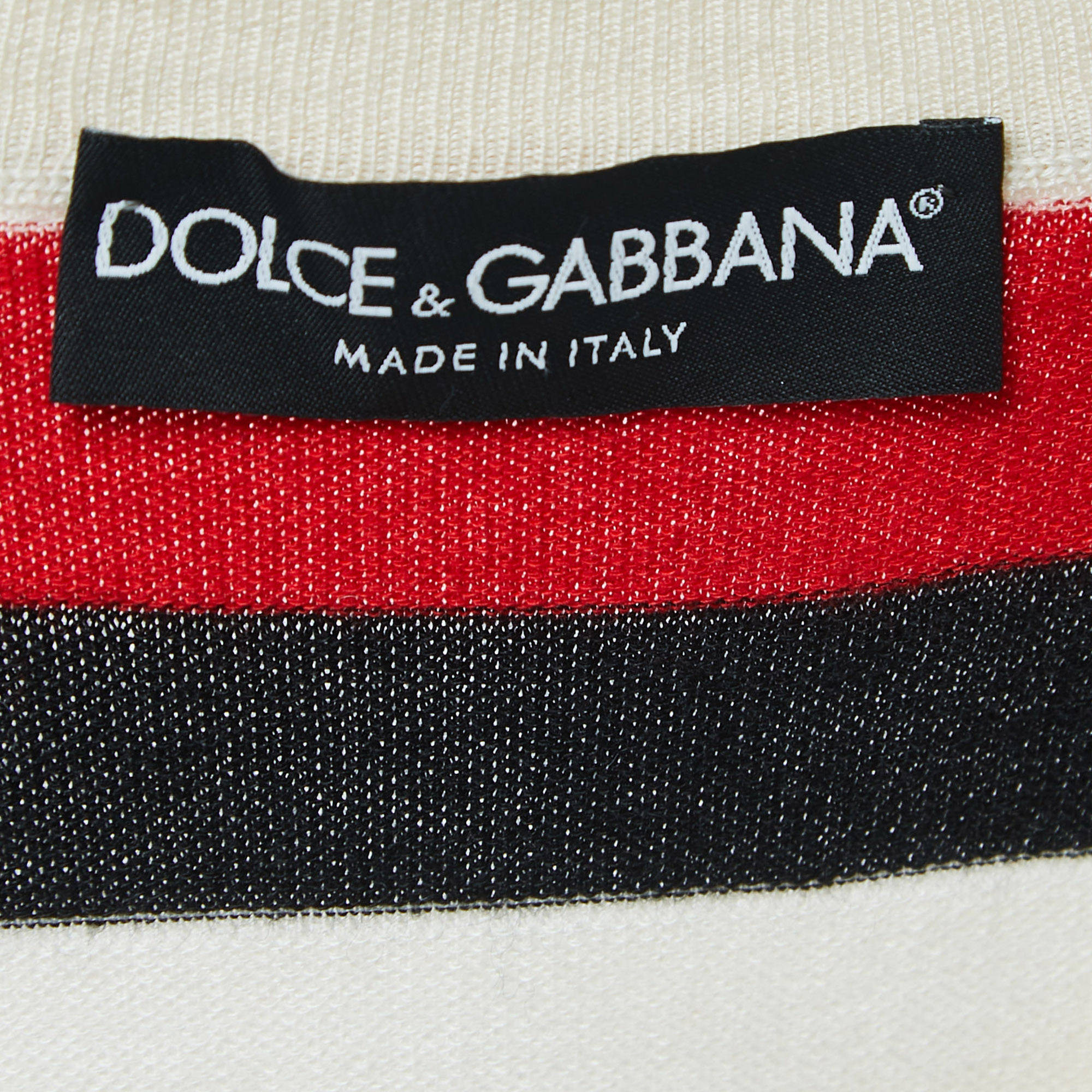 Dolce & Gabbana Cream Striped Knit Sleeveless Top M