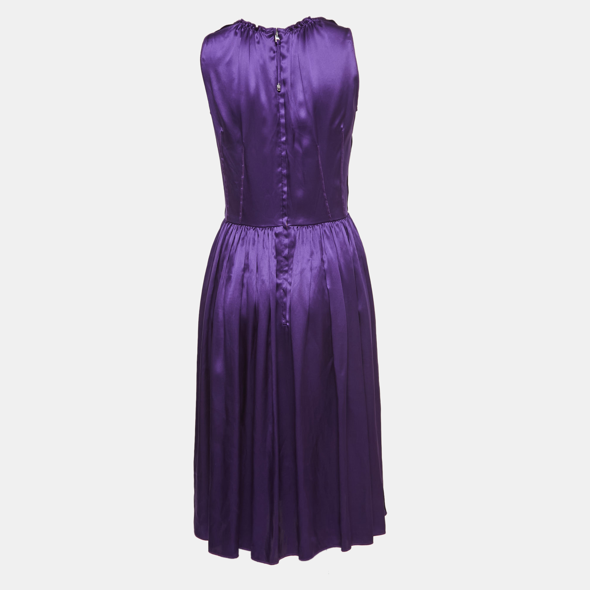 

Dolce & Gabbana Purple Silk Gathered Sleeveless Short Dress