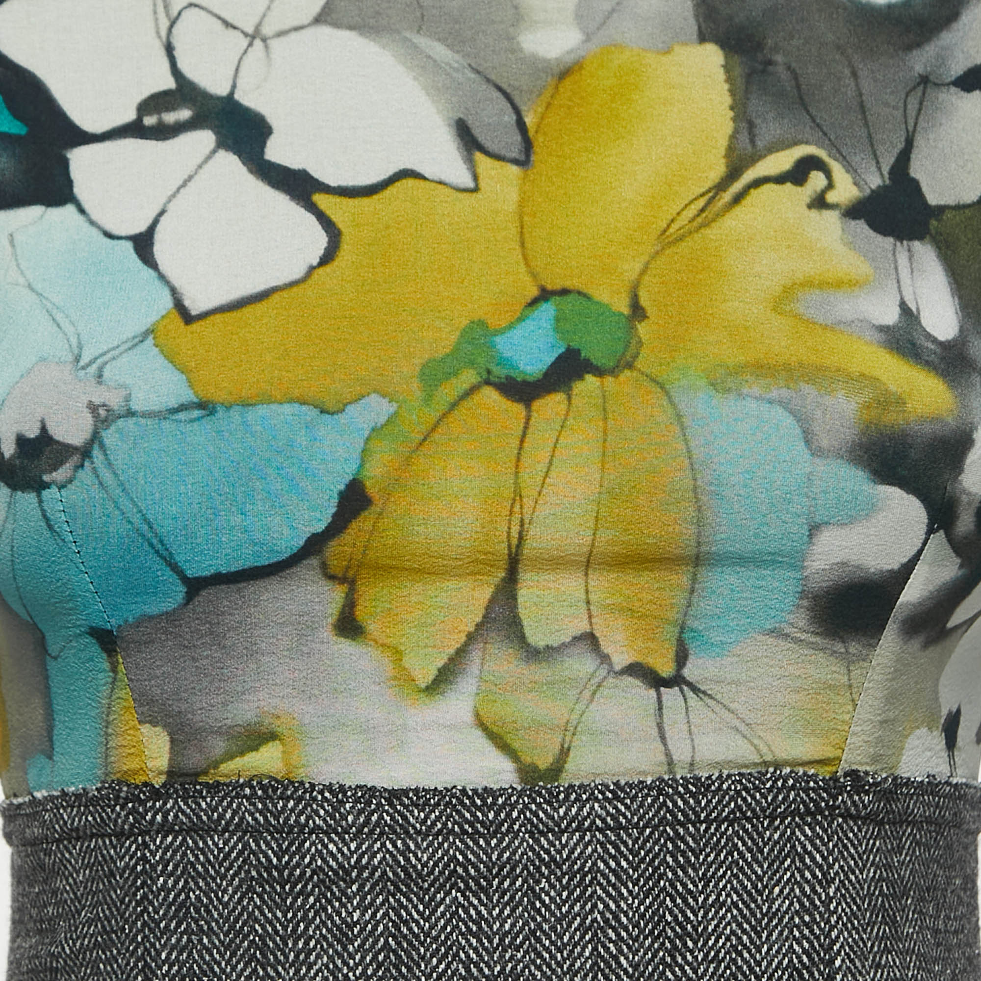 D&G Multicolor Floral Print Silk & Wool Short Dress XS