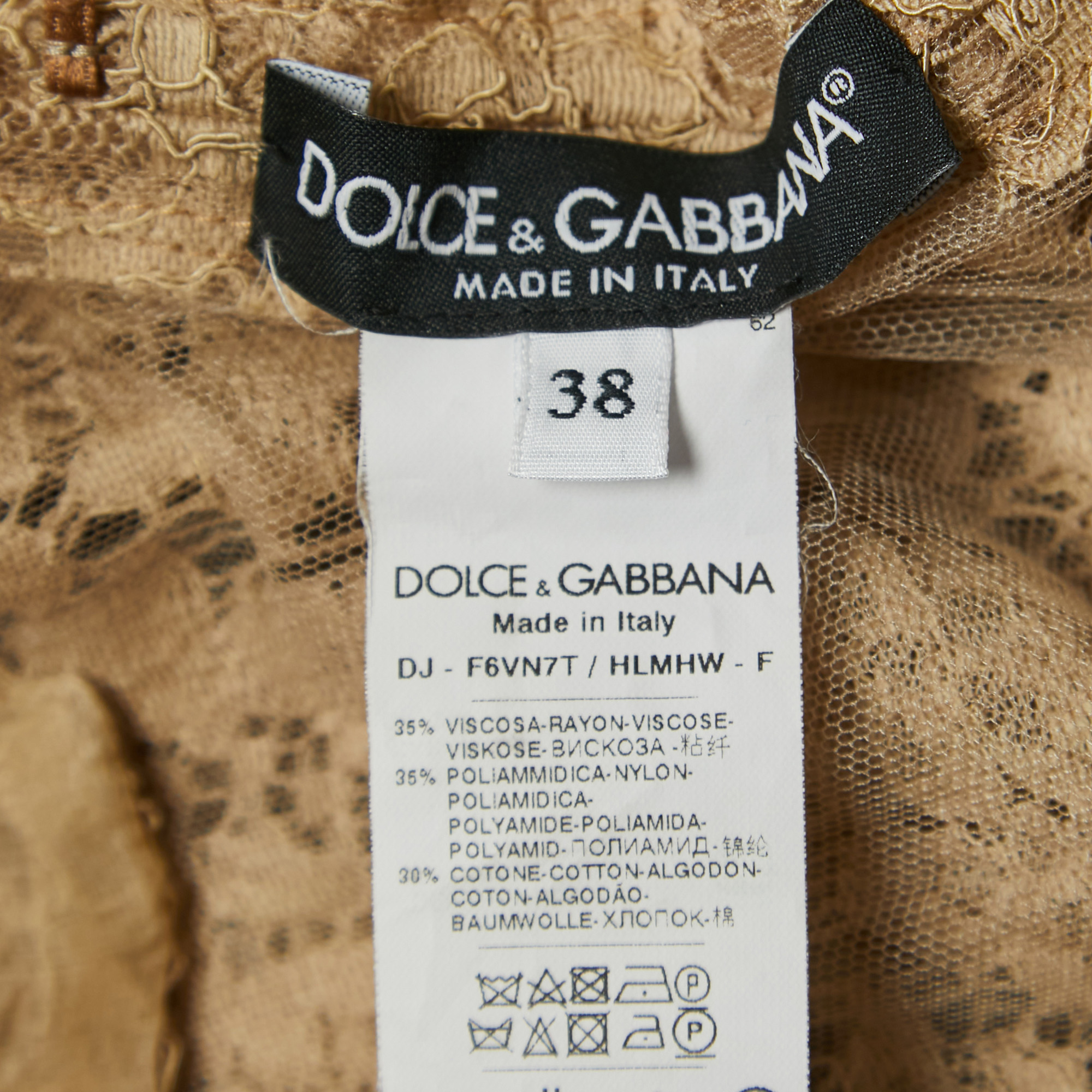 Dolce & Gabbana Beige Lace Elasticized Waist Sleeveless Jumpsuit S