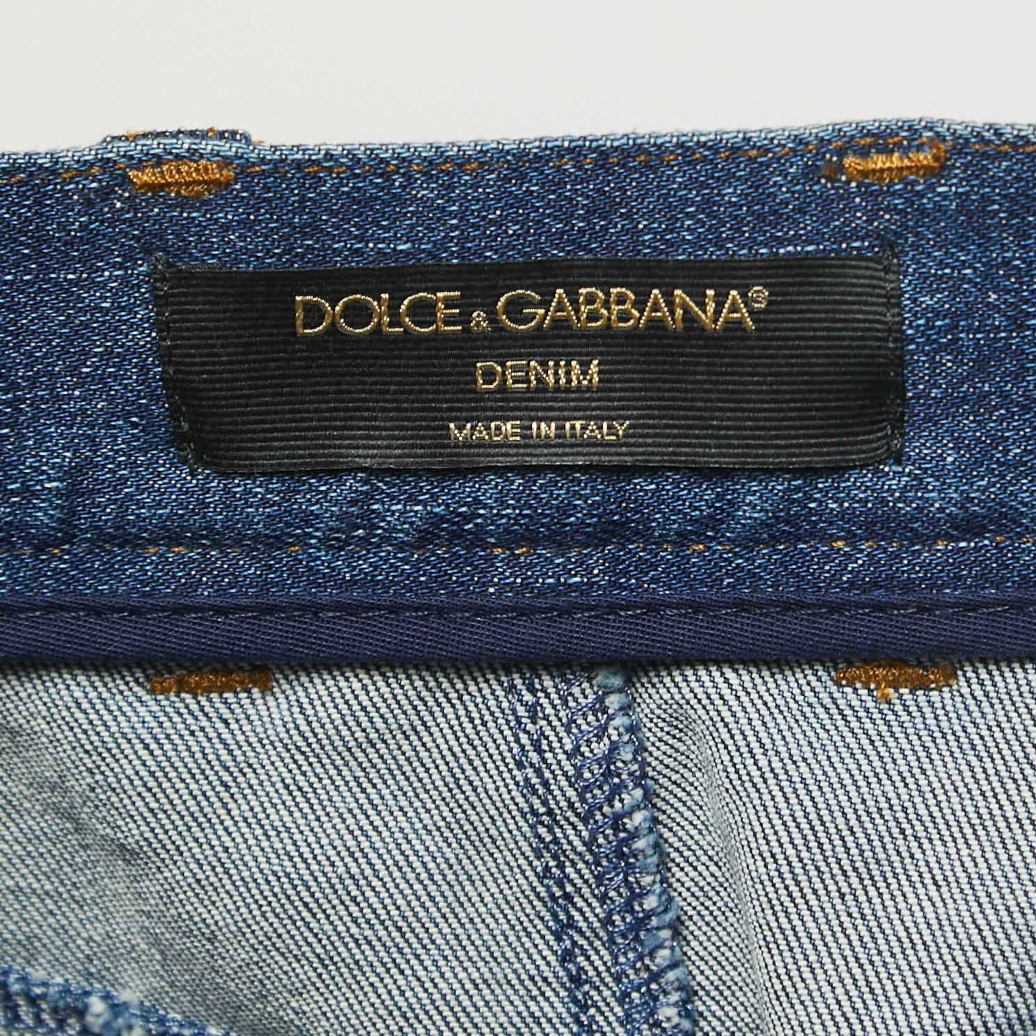 Dolce & Gabbana Dark Blue Denim Ruffled Knee Length Skirt M
