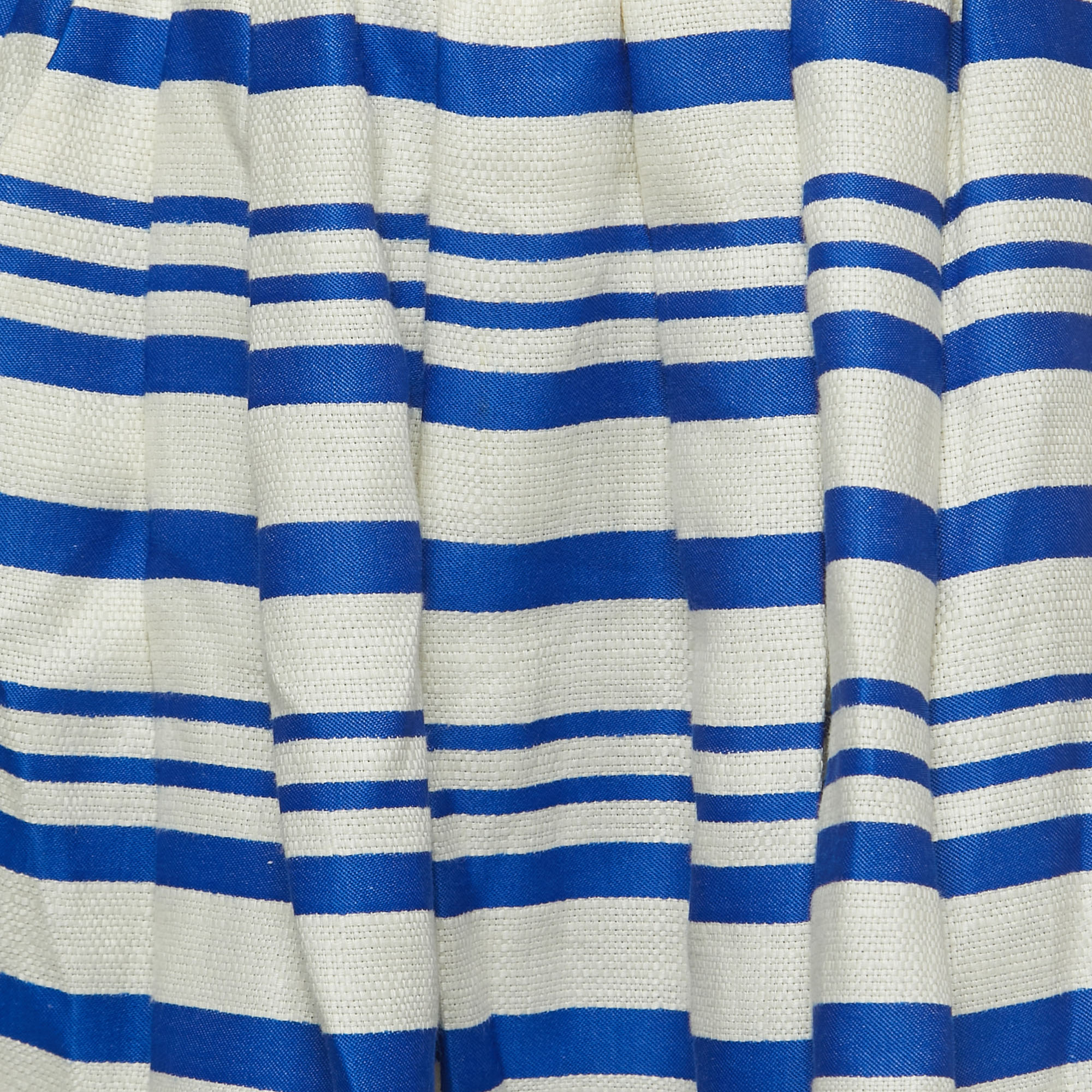 Dolce & Gabbana White/Blue Striped Linen Blend Mini Skirt XS
