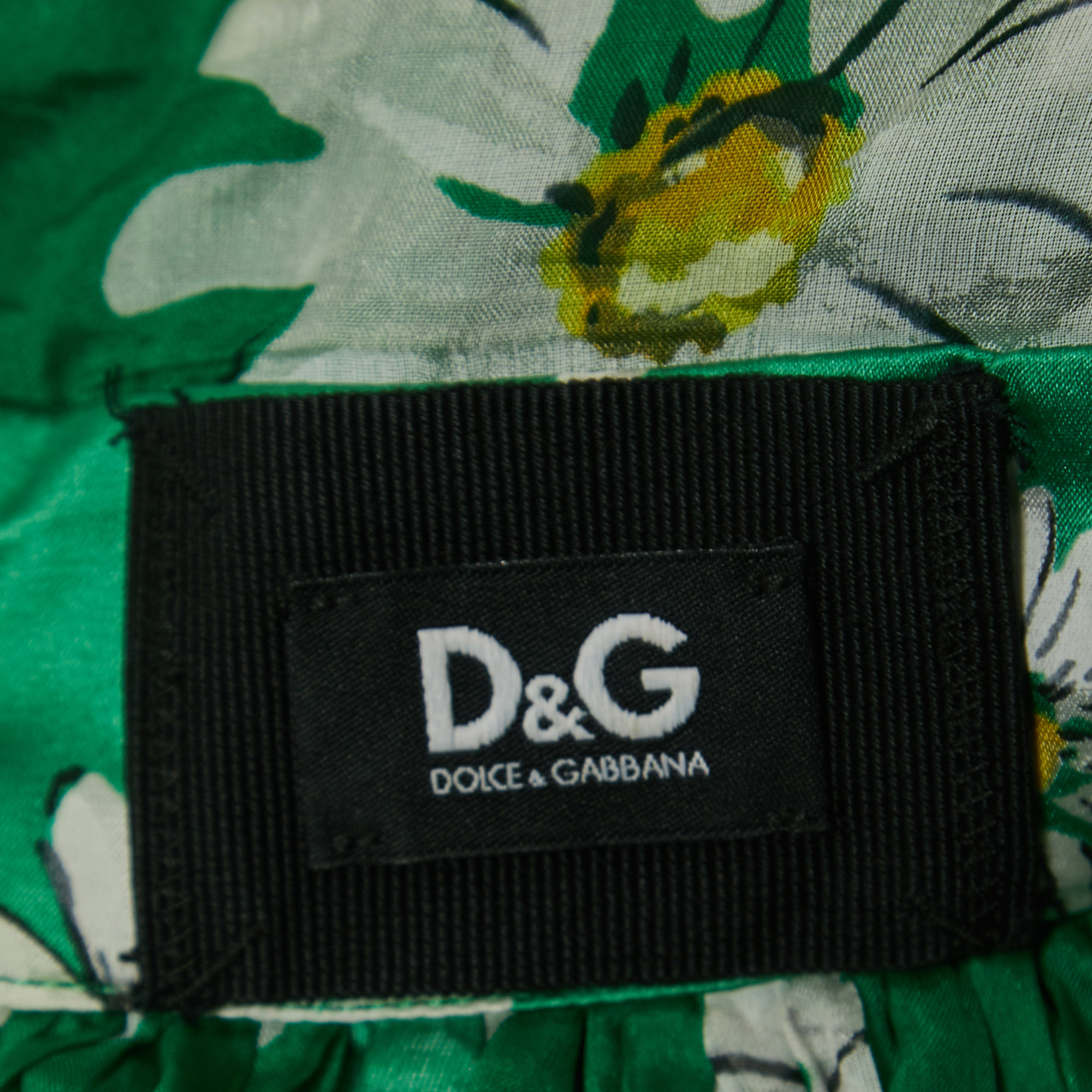 Dolce & Gabbana Green Floral Print Chiffon Maxi Dress S