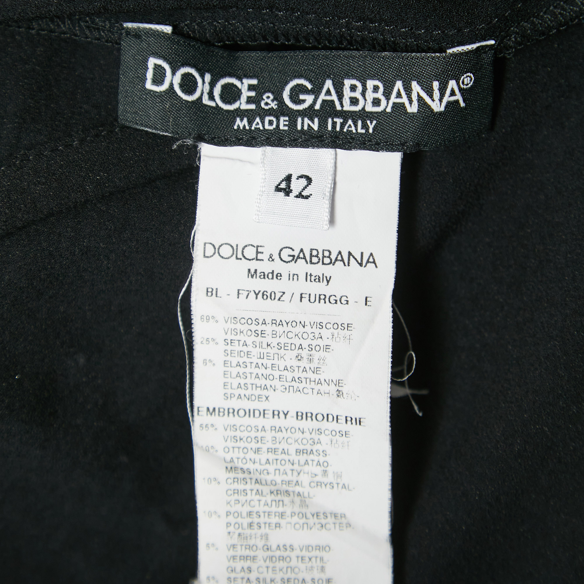 Dolce & Gabbana Black Crepe Embellished Cat Patch Detailed Blouse M