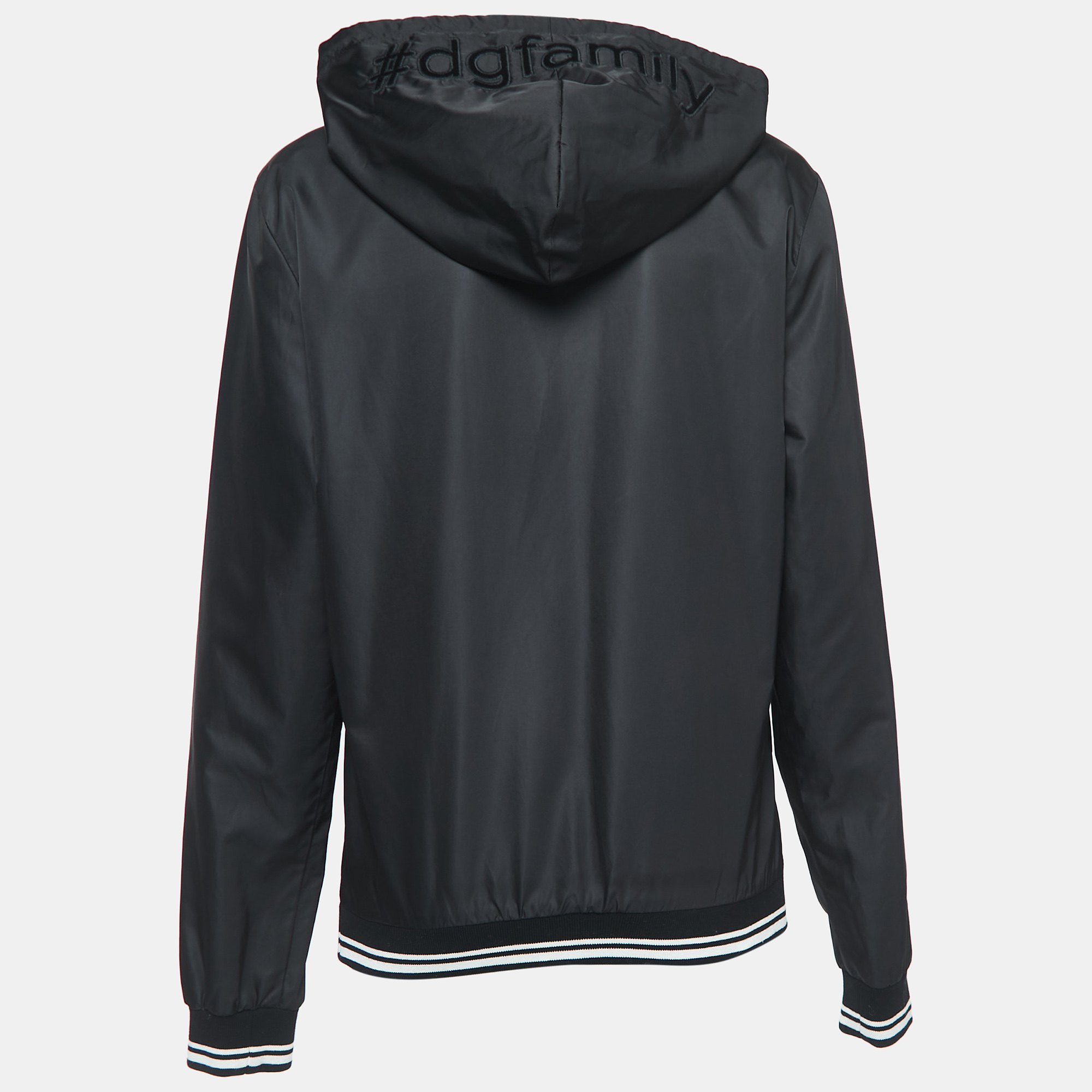 

Dolce & Gabbana Black Synthetic Patch Detailed Zip Front Hooded Jacket