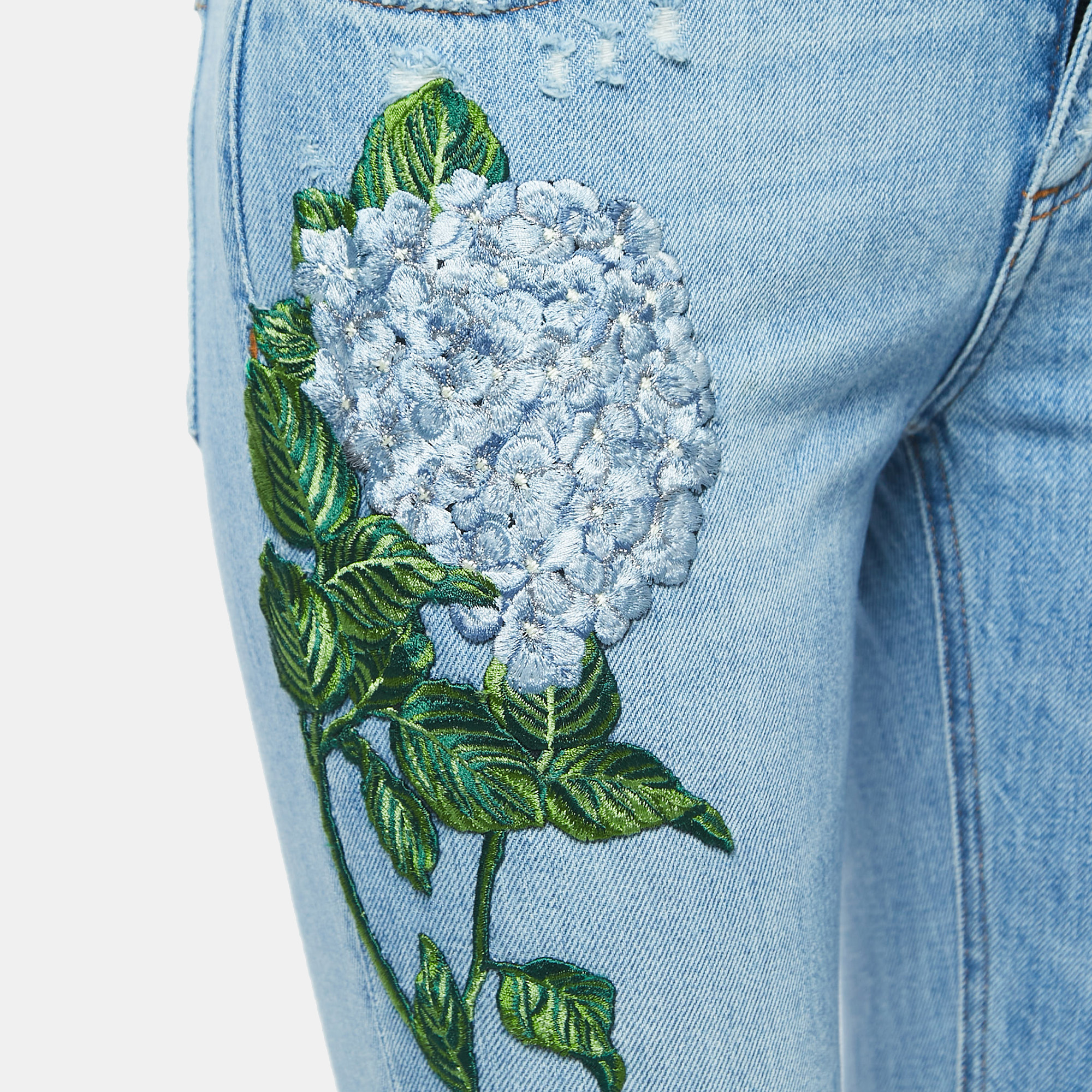 Dolce & Gabbana Blue Embroidered Denim Pretty Jeans S Waist 28