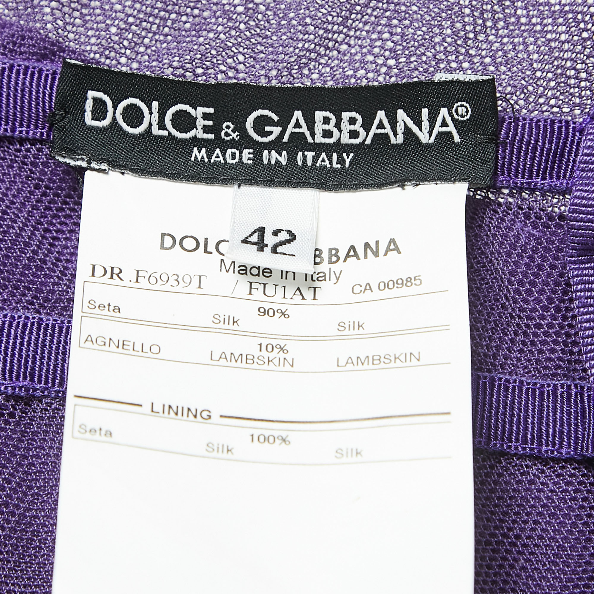 Dolce & Gabbana Purple Draped Silk Corset Detailed Strapless Mini Dress M