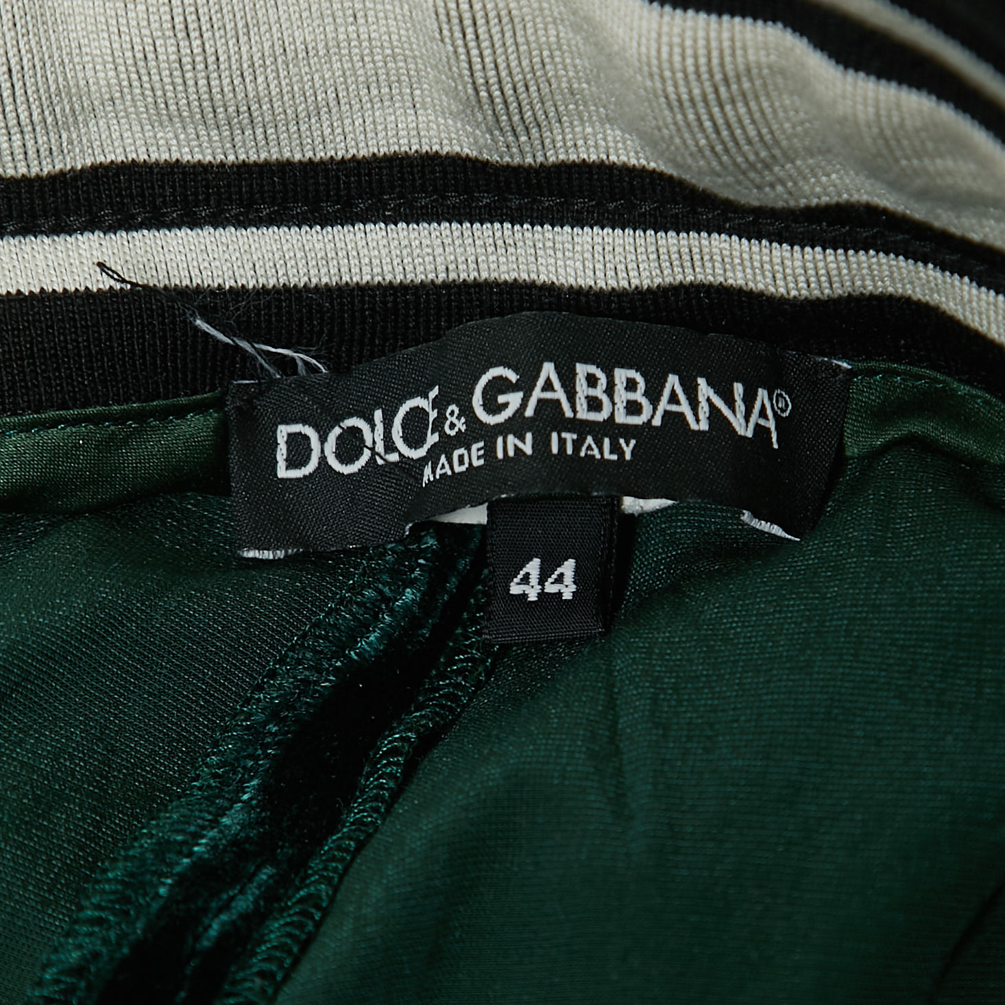 Dolce & Gabbana Dark Green Velvet Logo Trimmed  Joggers M