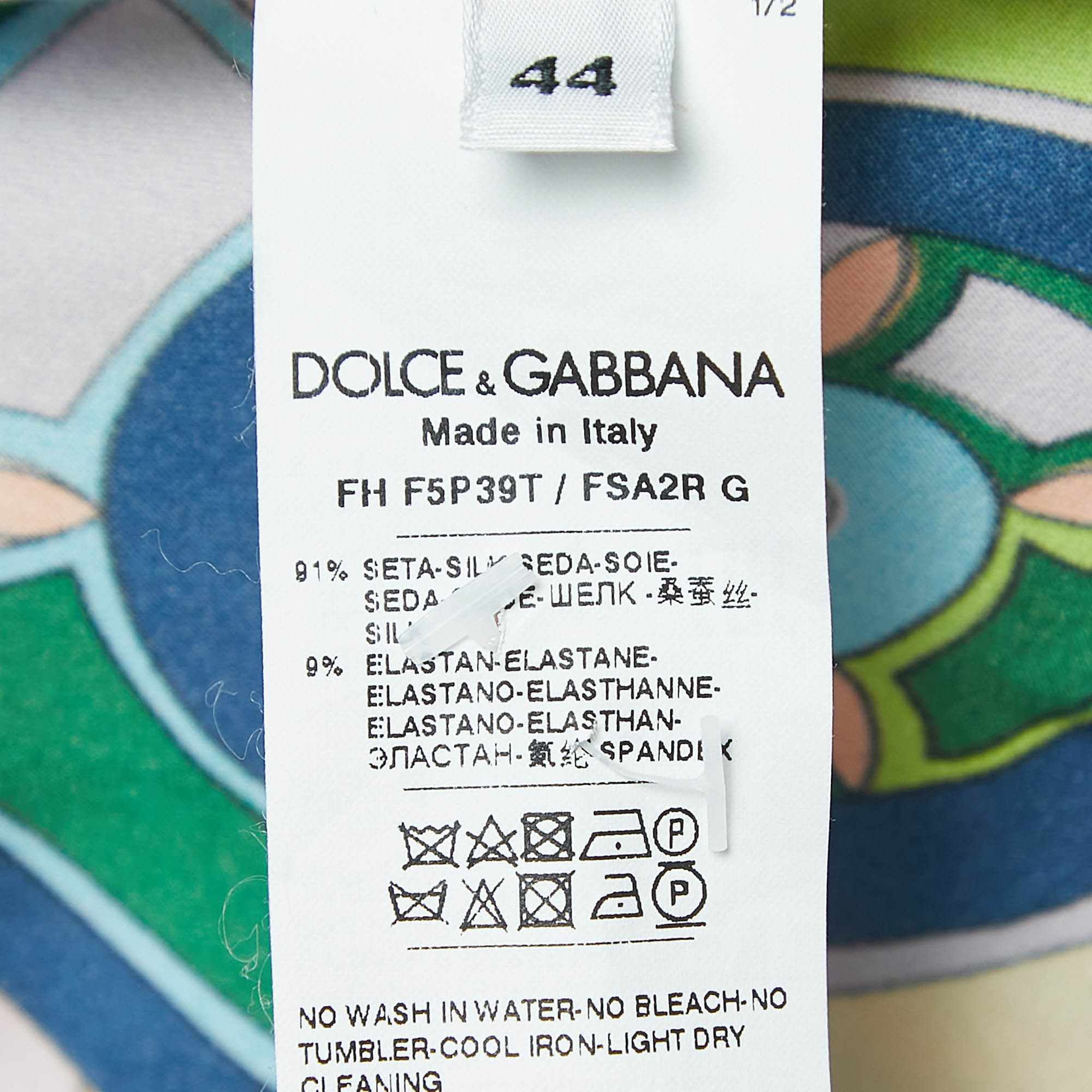 Dolce & Gabbana Multicolor Geometric Print Silk Button Front Shirt Blouse M