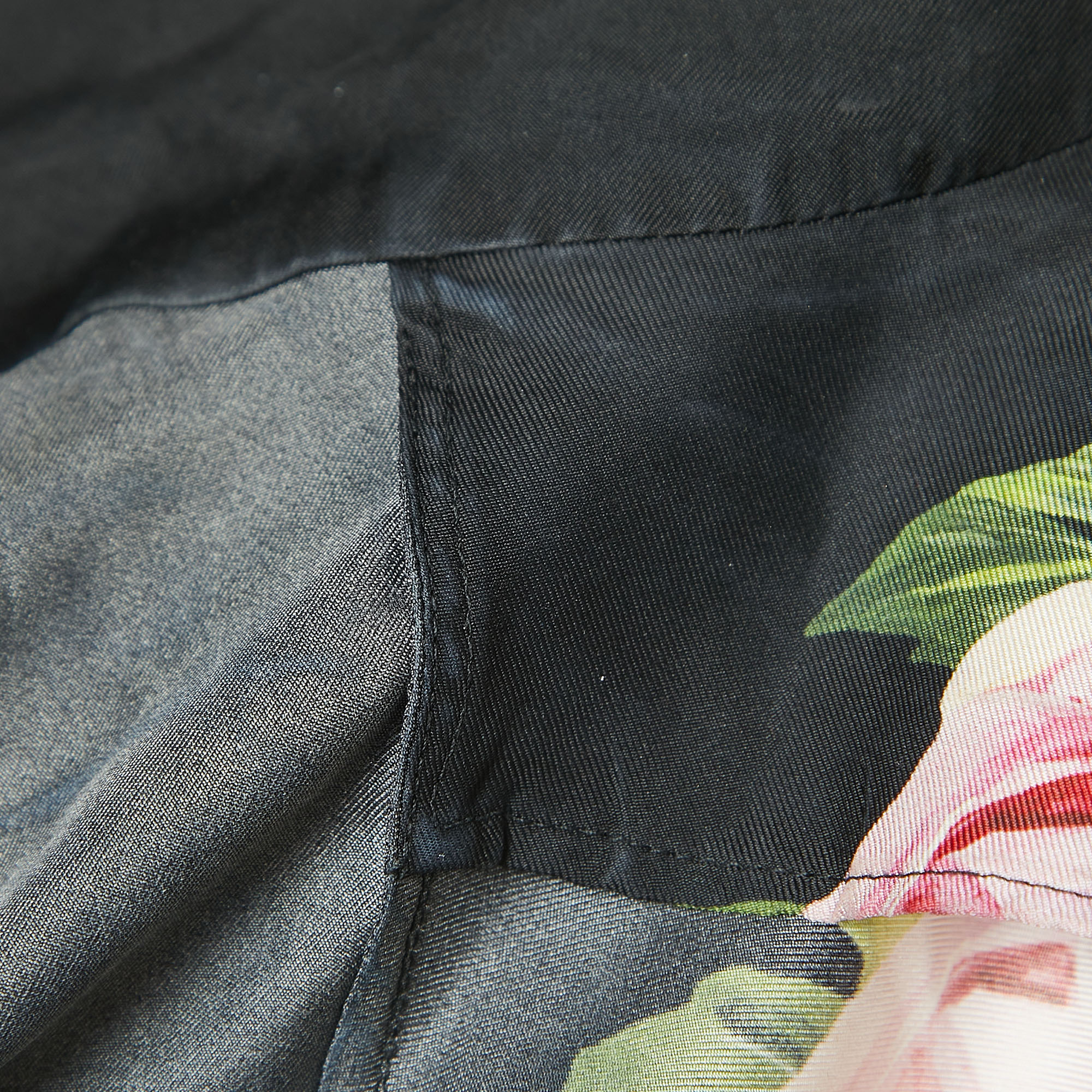 Dolce & Gabbana Black Floral Printed Silk Pajama Top S