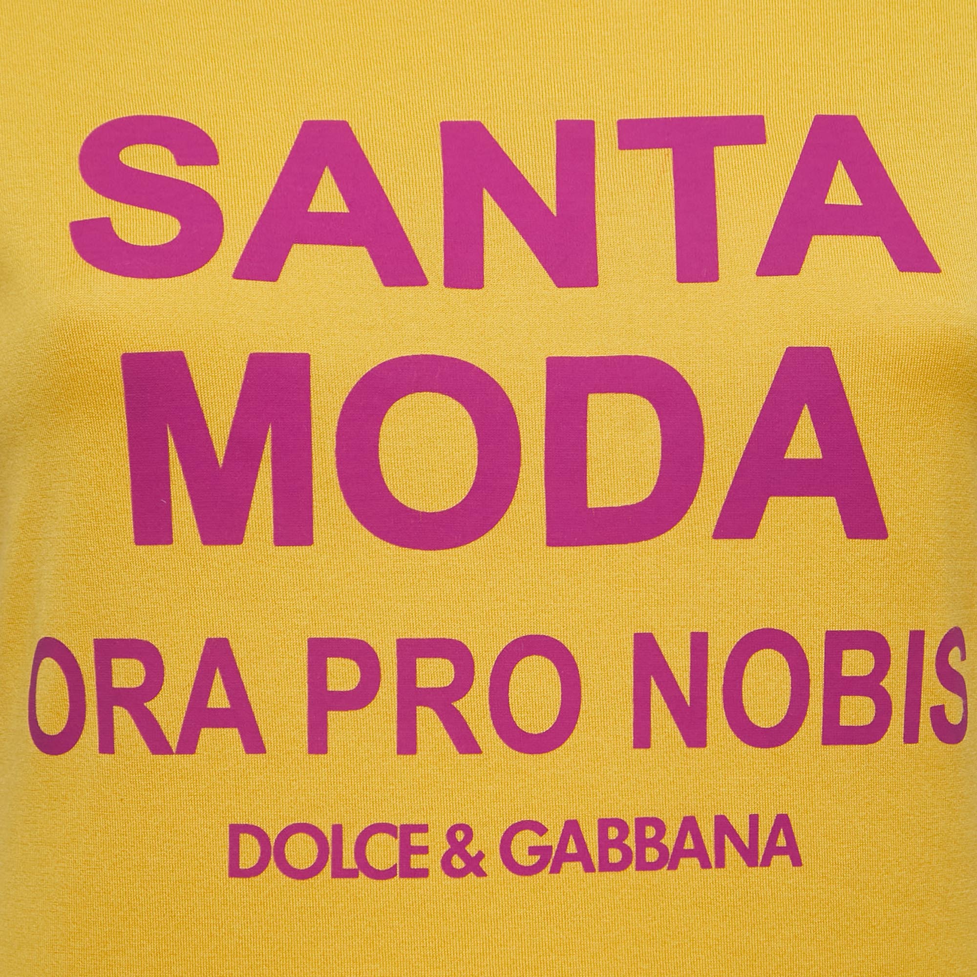 Dolce & Gabbana Yellow Logo Print Cotton Short Sleeve T-Shirt XS