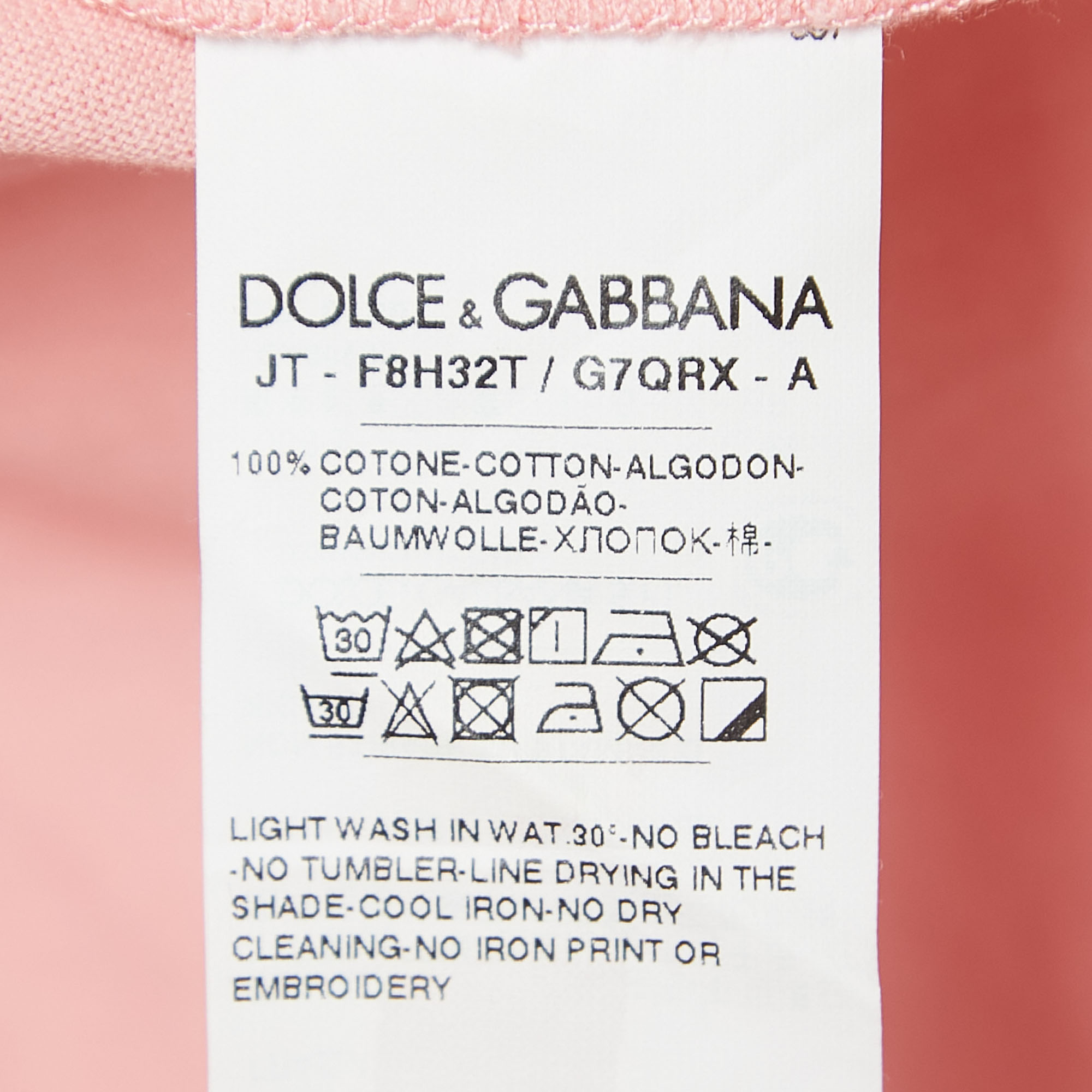 Dolce & Gabbana Pink Fashion Devotion Print Cotton T-Shirt XS