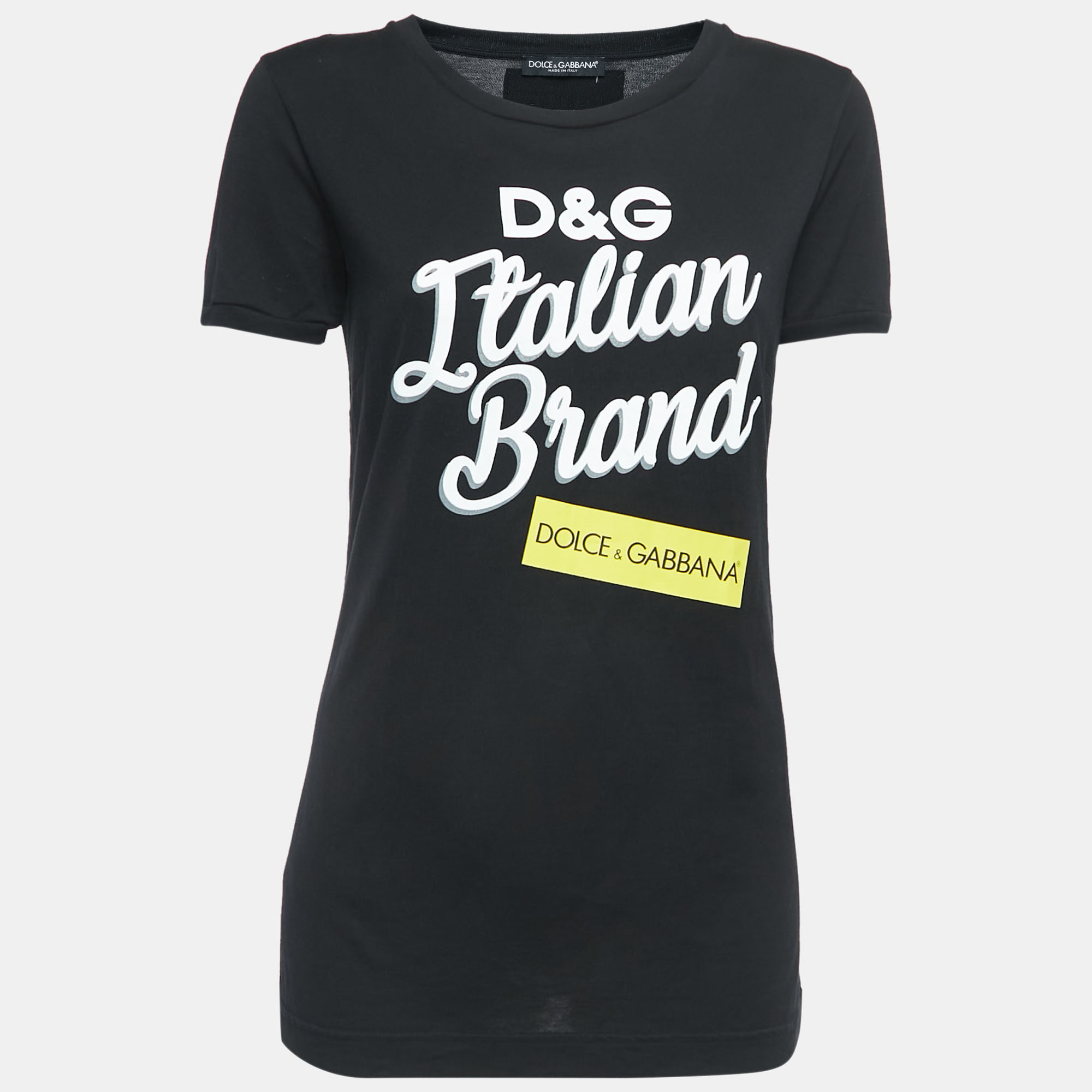 Dolce & Gabbana Black Printed Cotton T-Shirt S