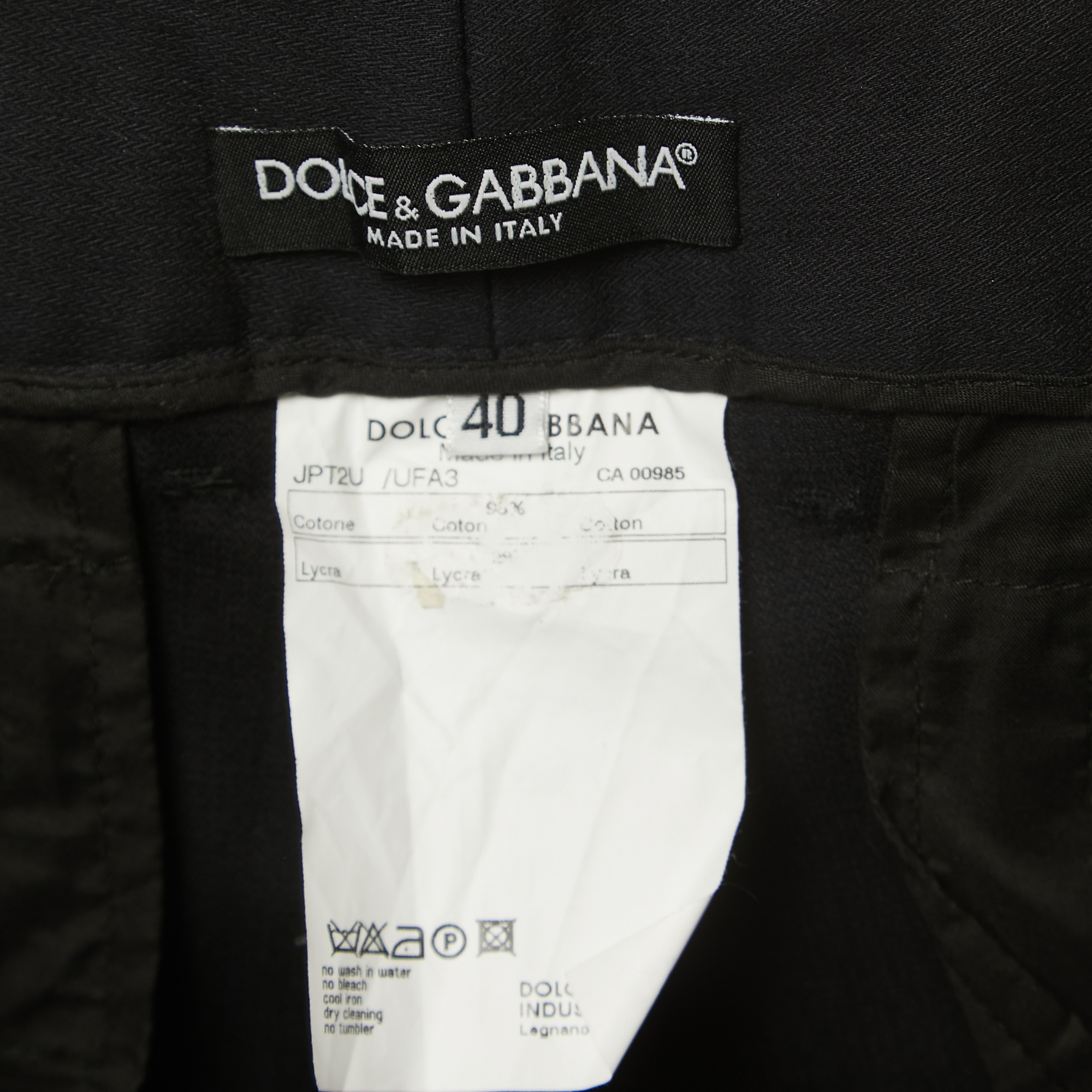 Dolce & Gabbana Black Cotton Trousers S